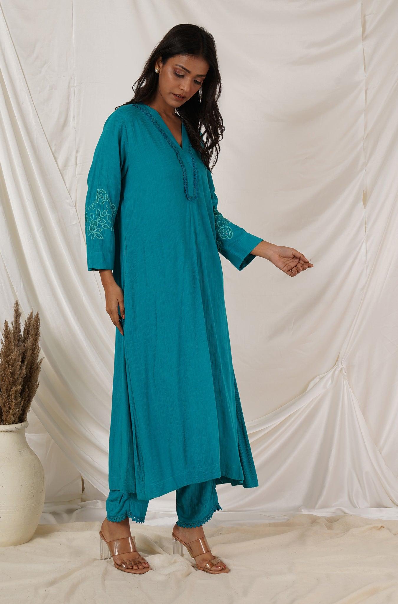 Turquoise Kurta Set Of  2
