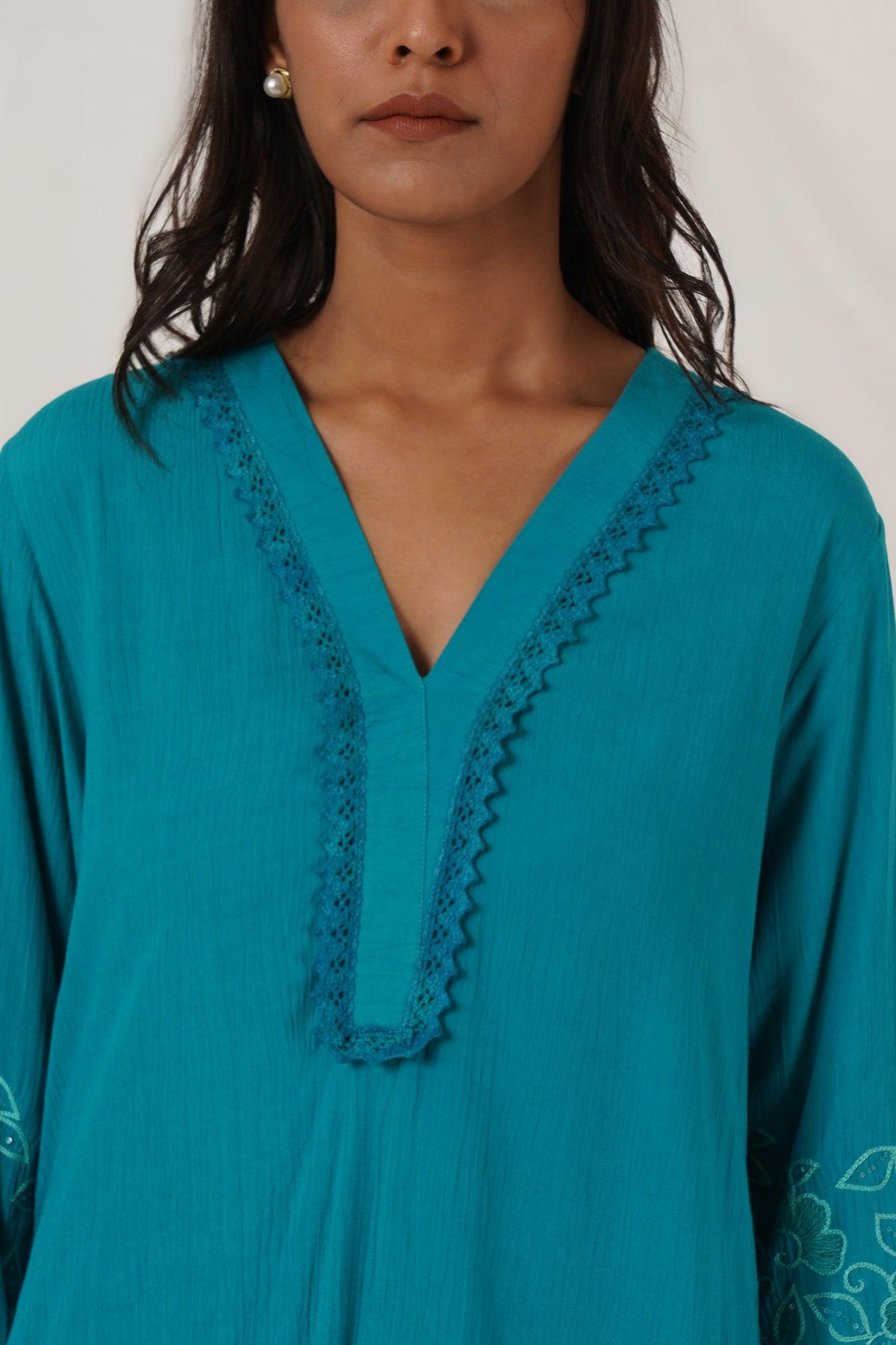Turquoise Kurta Set Of  2