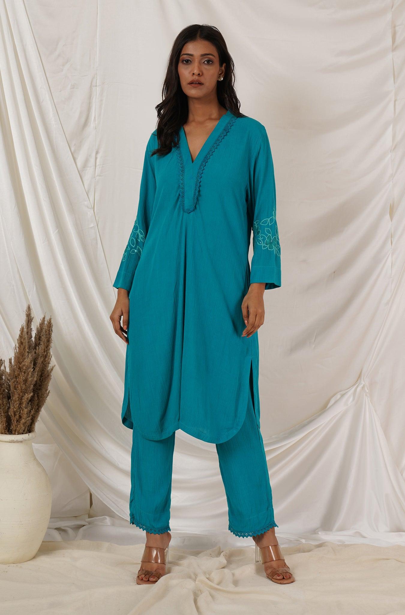 Turquoise Tunic Coord Set Of 2