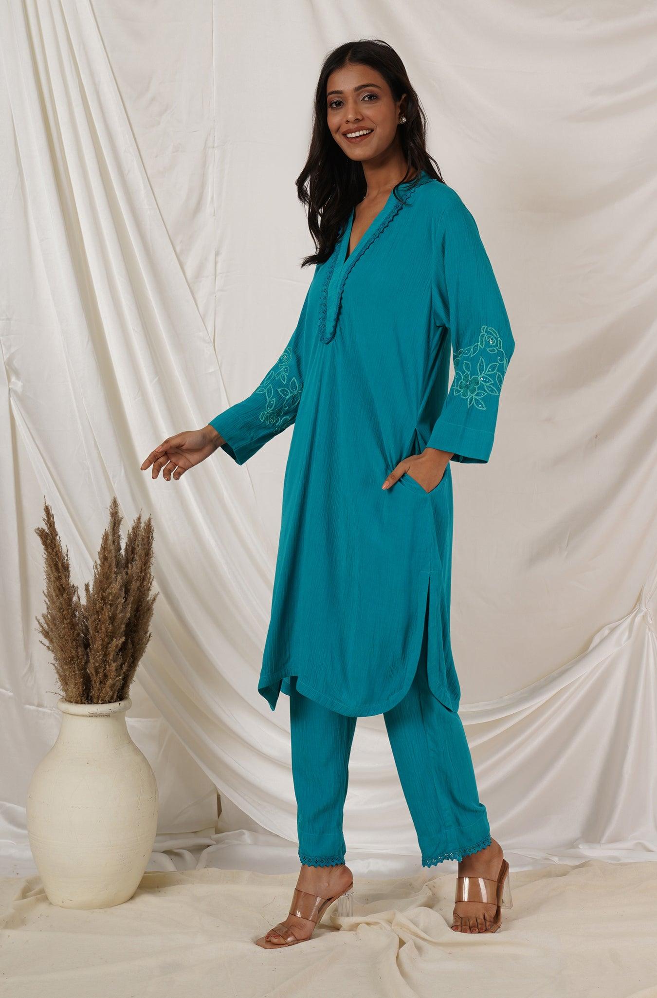Turquoise Tunic Coord Set Of 2