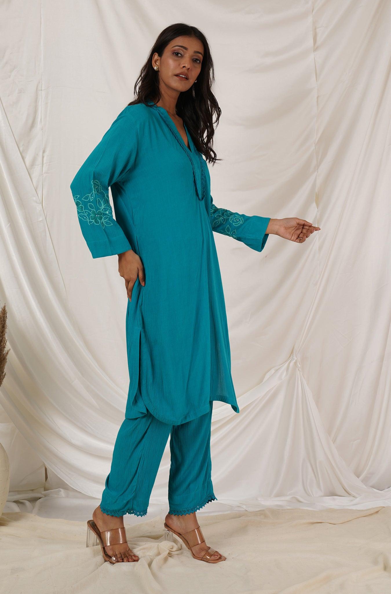 Turquoise Tunic Coord Set Of 2