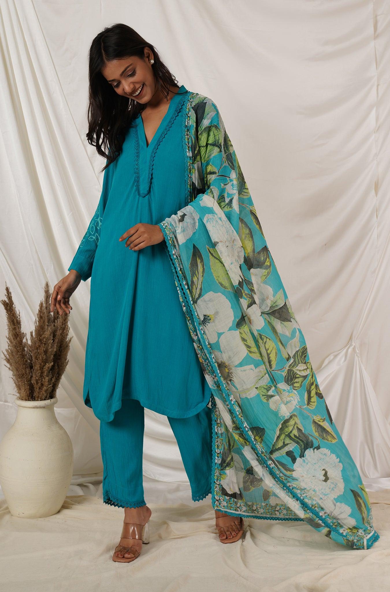 Turquoise Tunic Coord Set Of 2