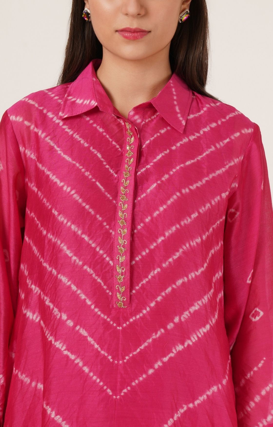 Pink Shibori Bandhani Kurta Set of 2