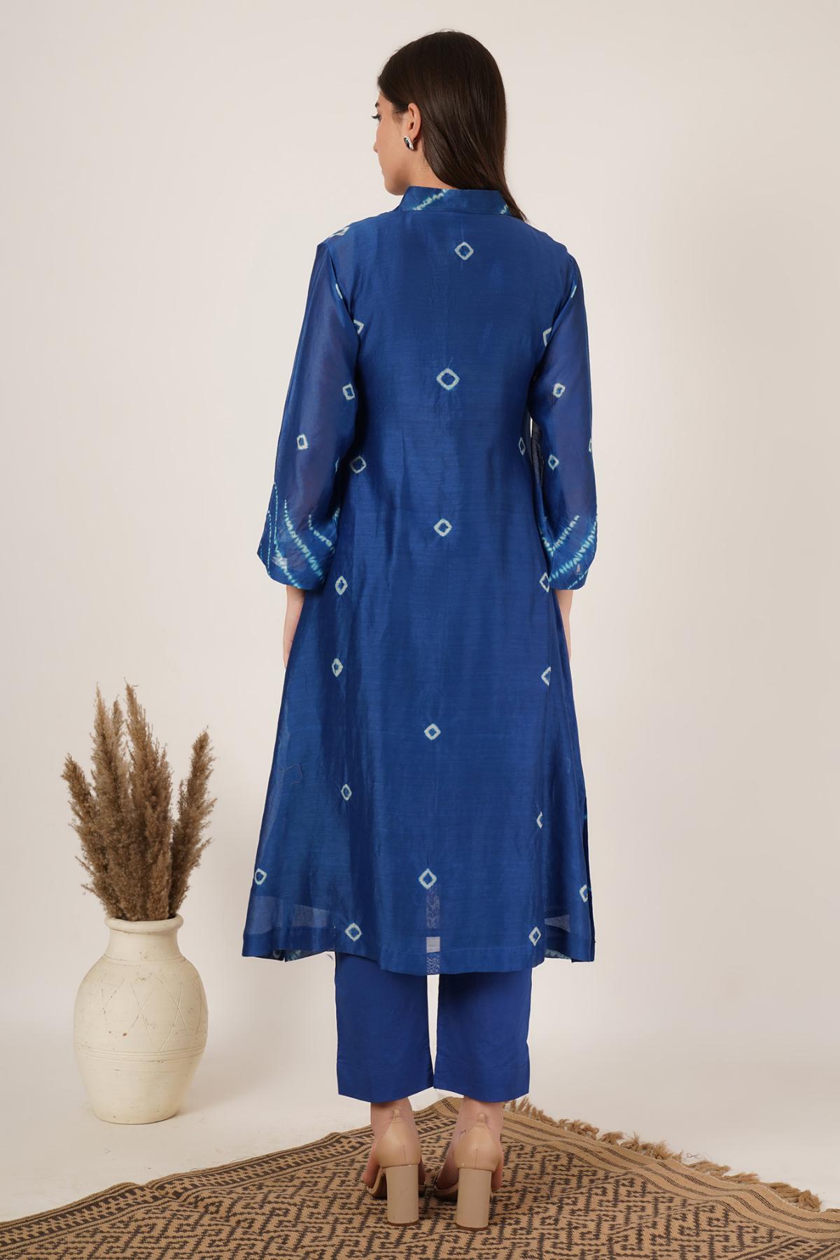 Blue Shibori Bandhani Kurta Set of 2