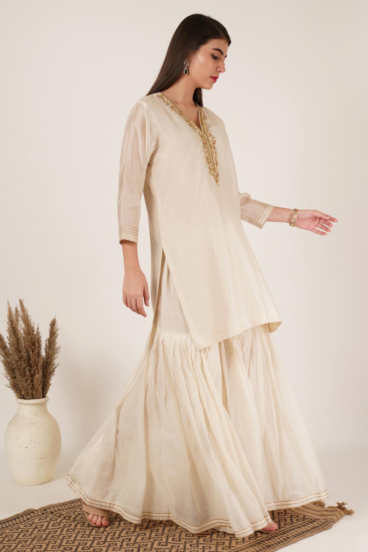 Off white Zardozi Embroidered Sharara of 2