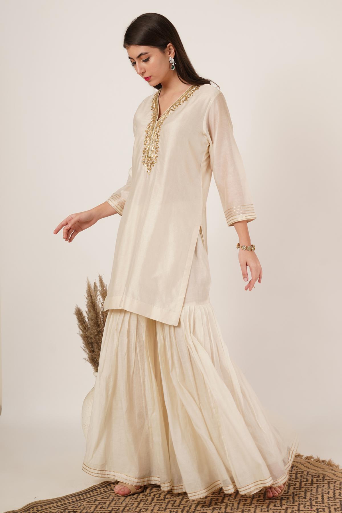 Off white Zardozi Embroidered Sharara of 2