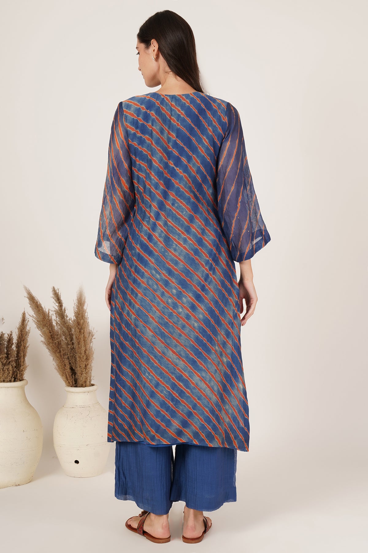 Blue Red lehariya kurta set of 3