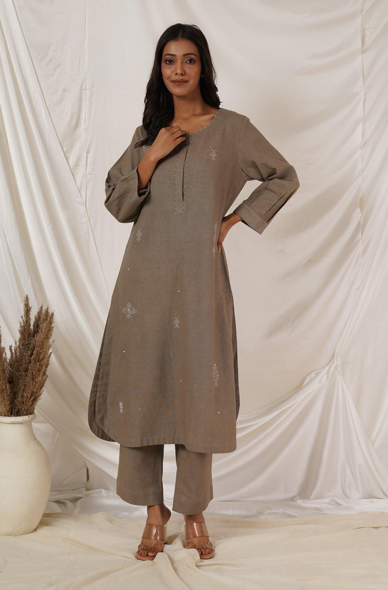 Grey Kurta Coord Set