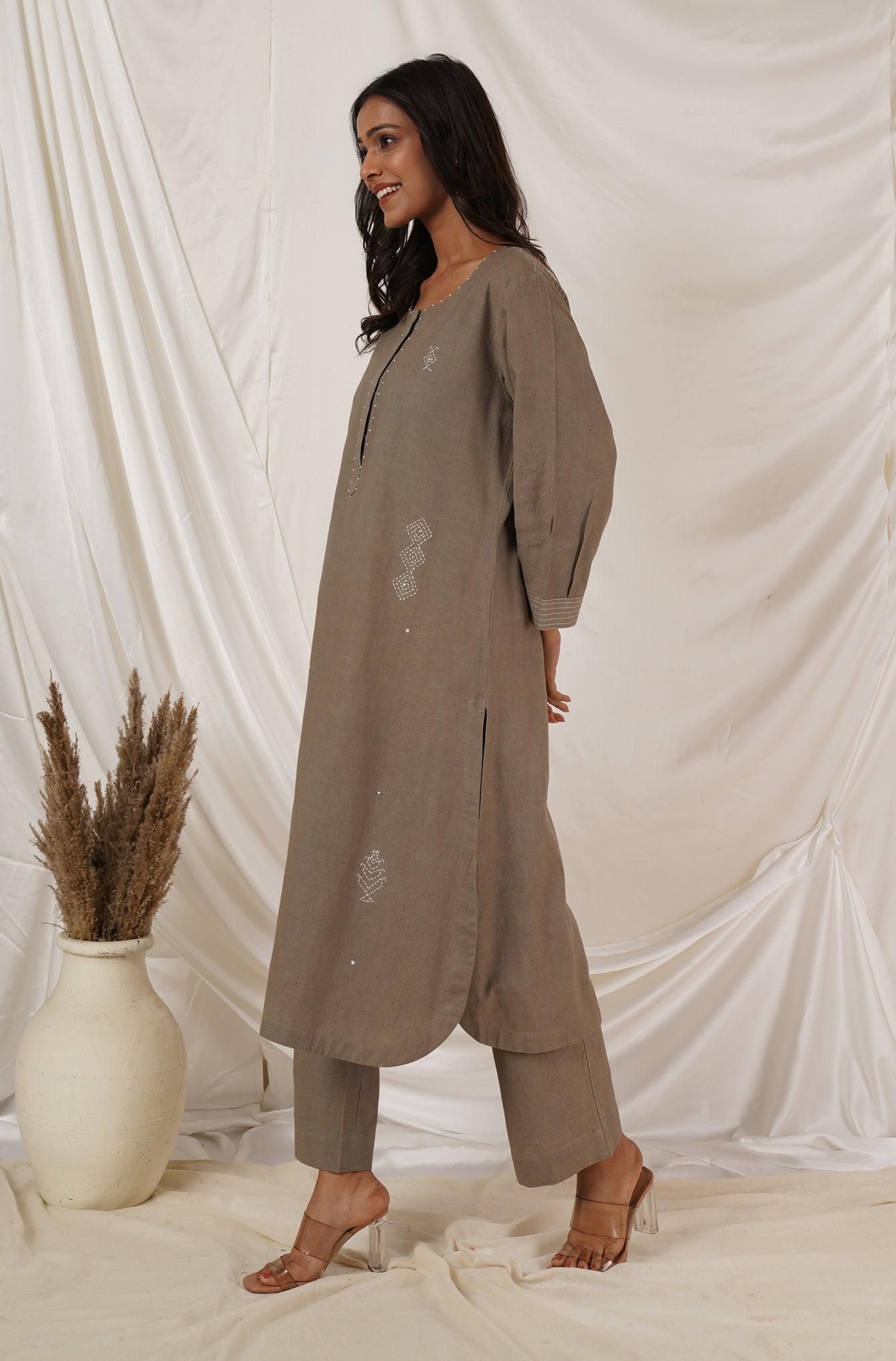 Grey Kurta Coord Set