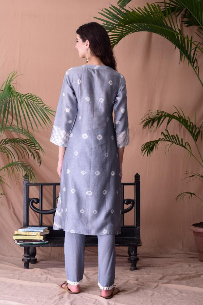 Grey Shibori Dyed Kurta Set of 3