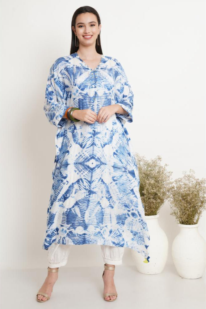 Blue Led Tie Dye Kaftan