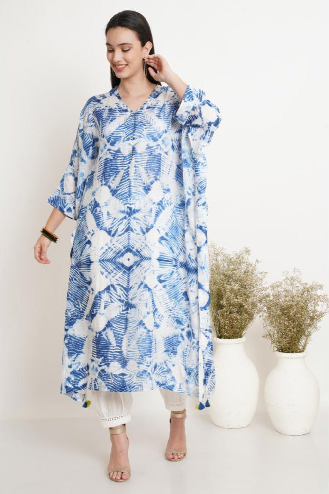 Blue Led Tie Dye Kaftan