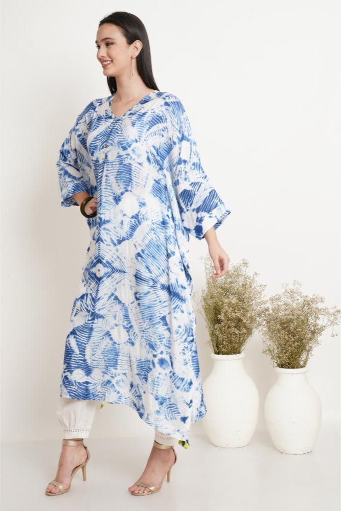 Blue Led Tie Dye Kaftan