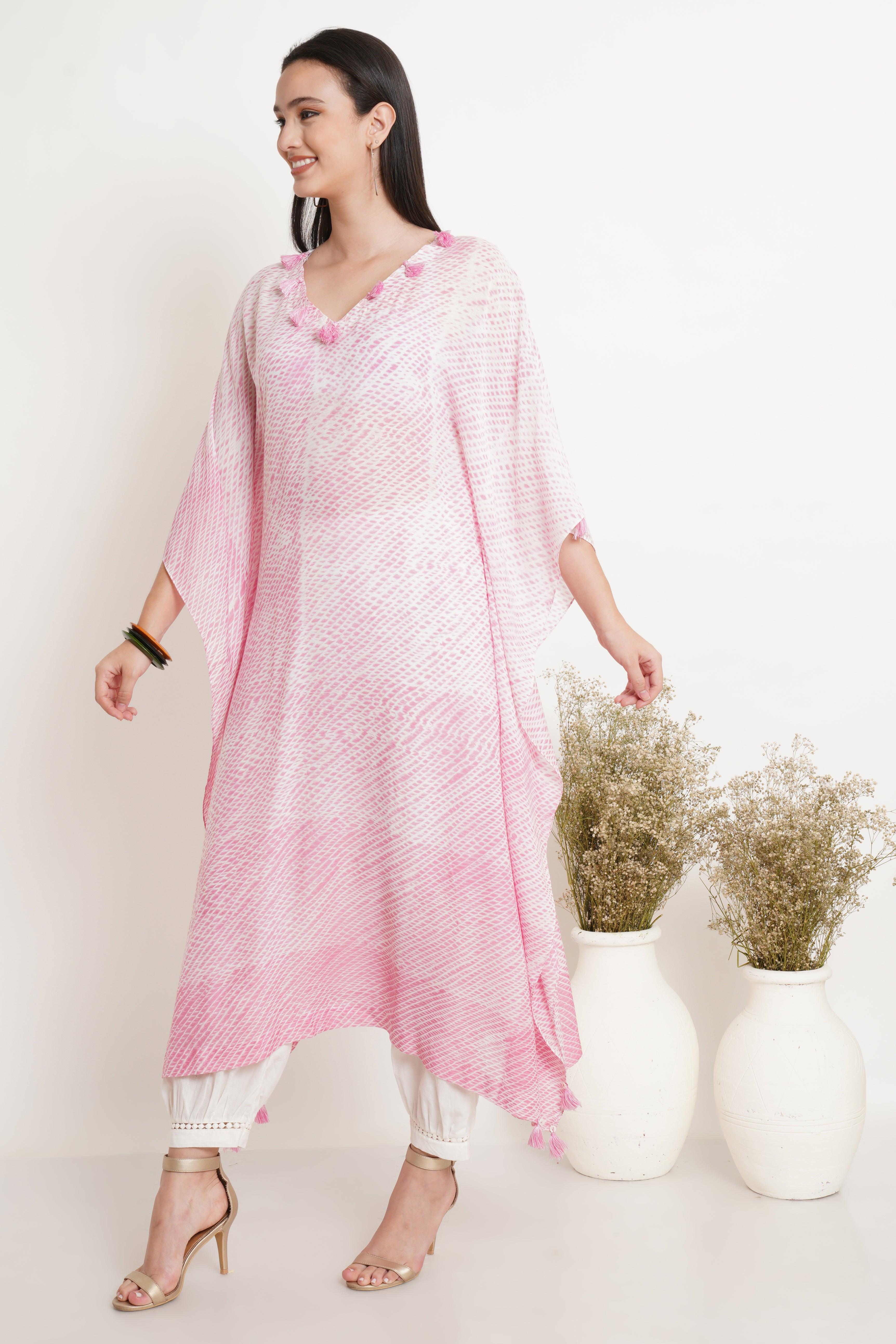 Pink Brick Tie Dye Kaftan