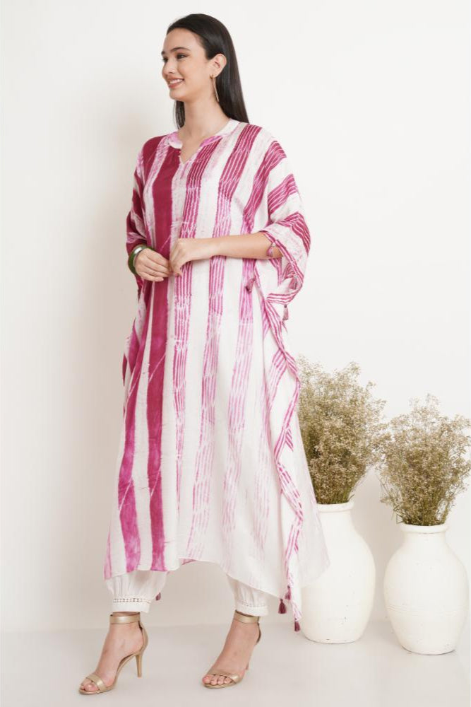 Wine Pink Linear Tie Dye Kaftan
