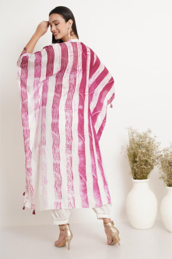 Wine Pink Linear Tie Dye Kaftan