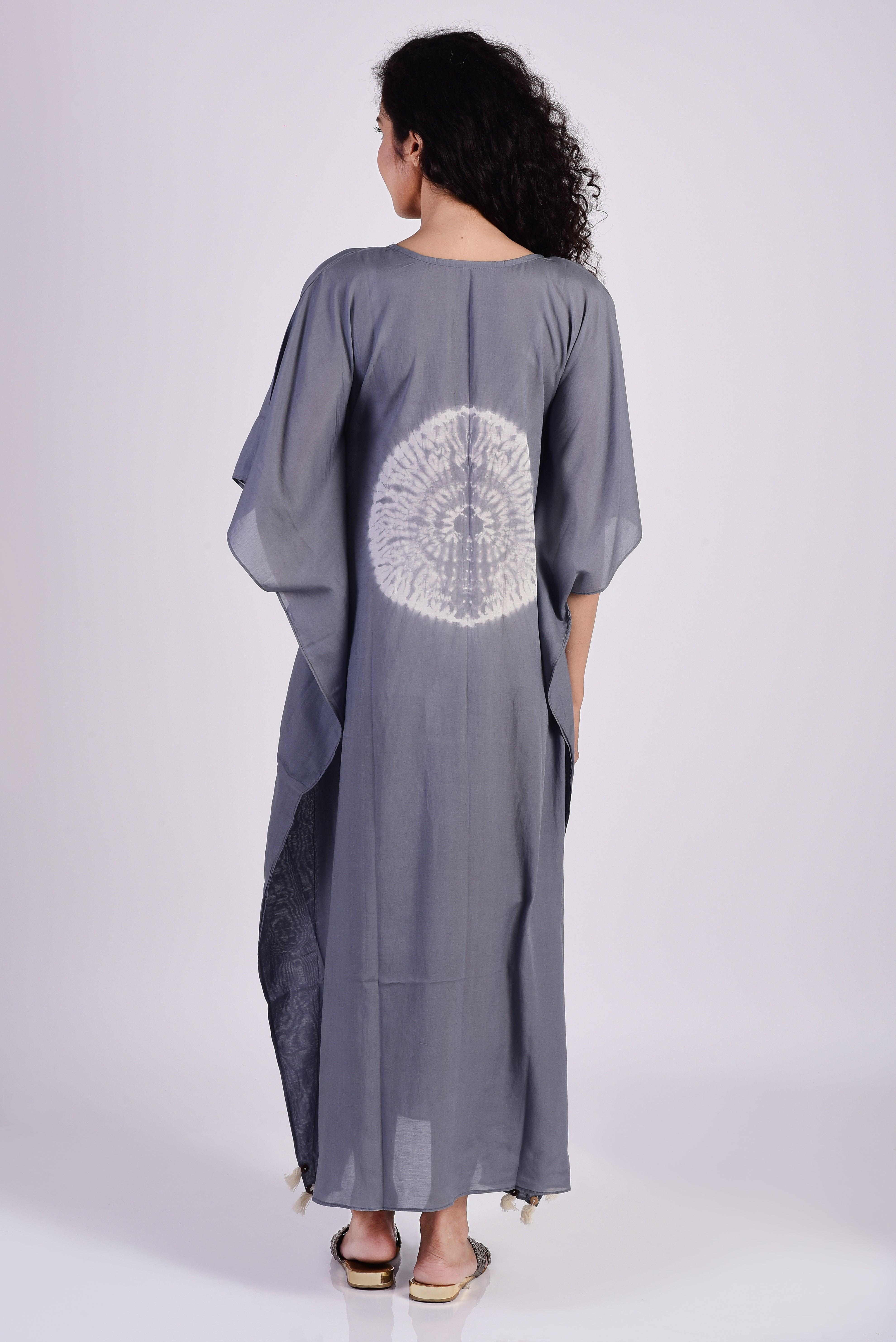 Grey Circular Shibori Kaftan