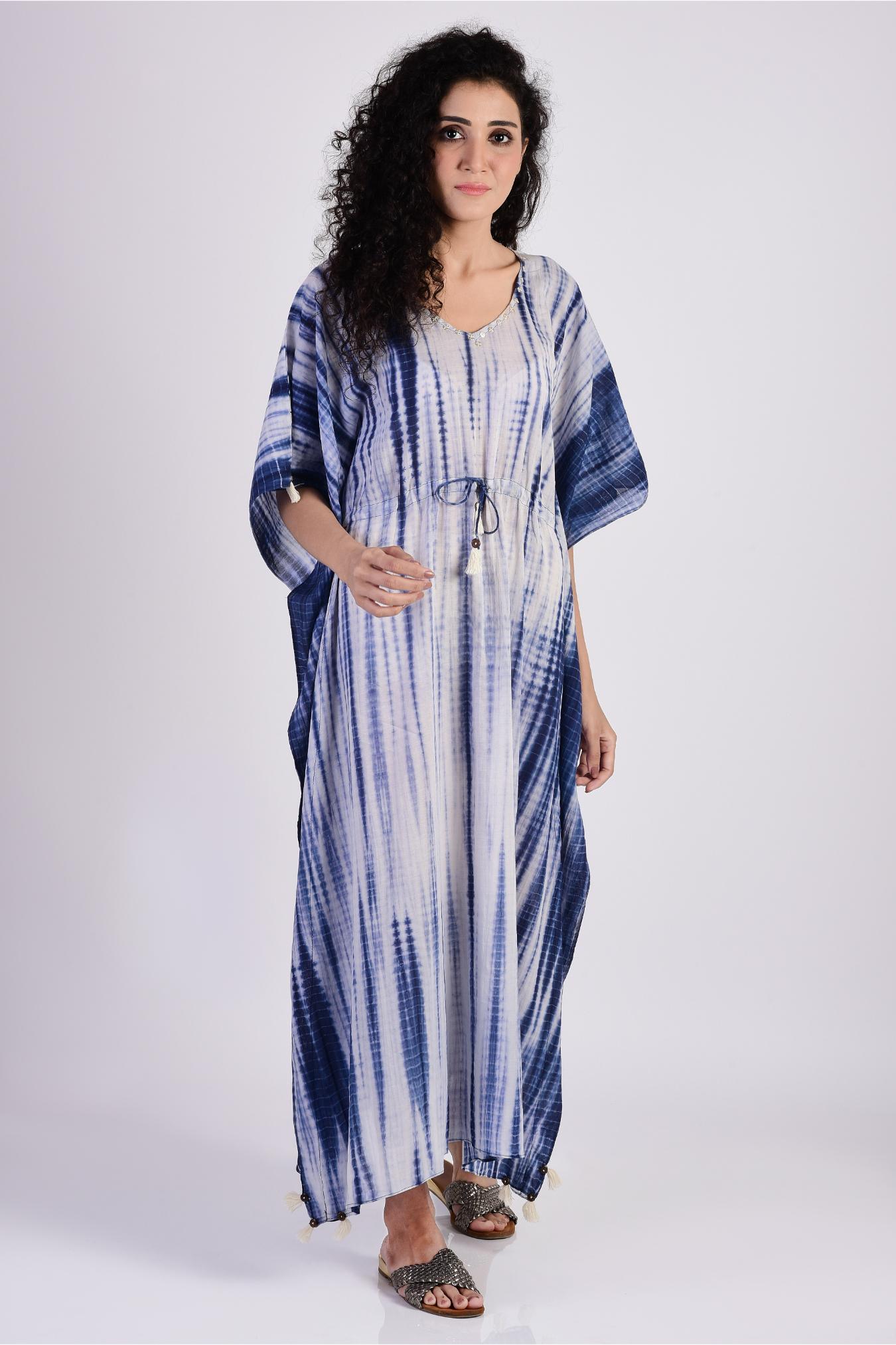Indigo Blue Tie Dye Kaftan