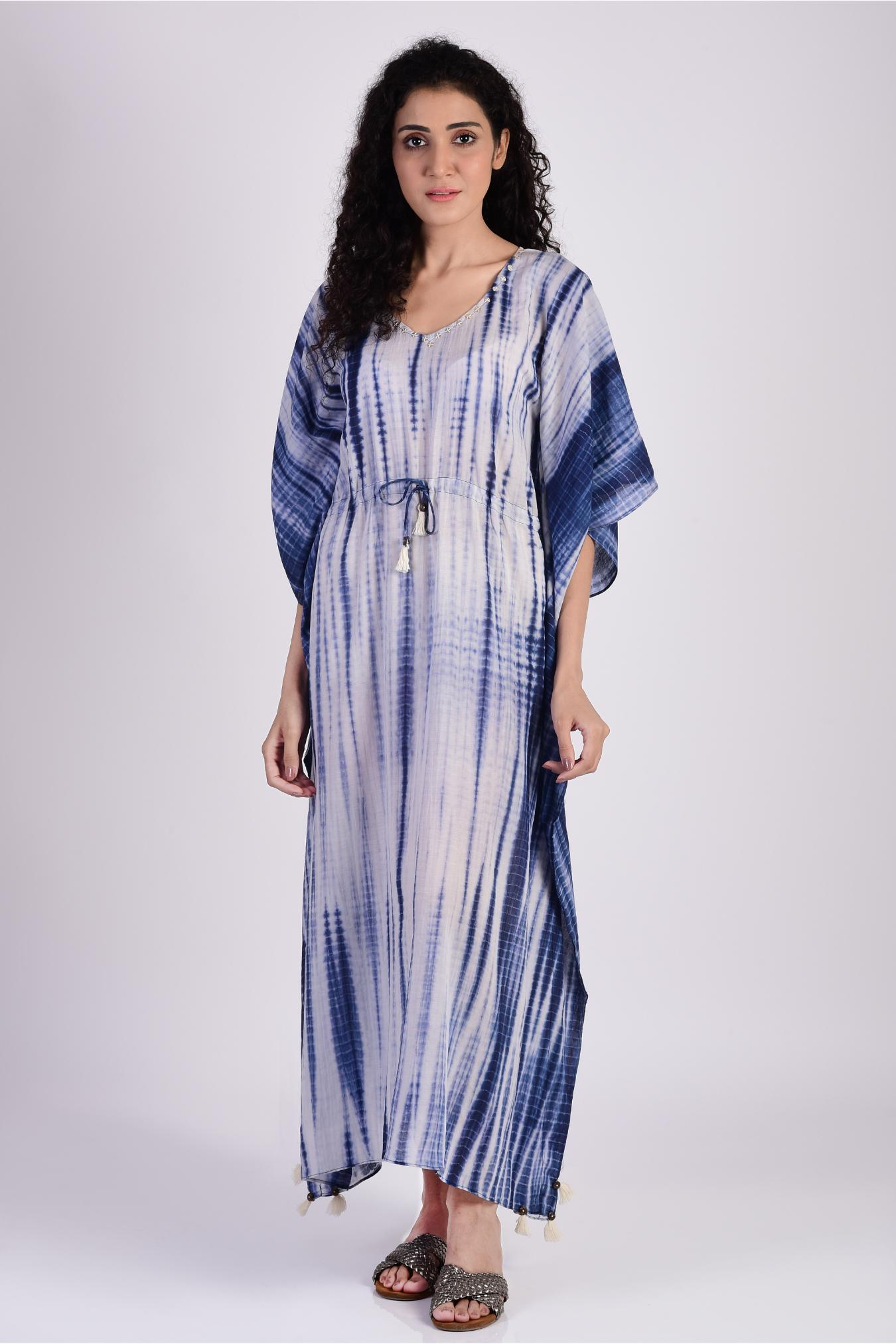 Indigo Blue Tie Dye Kaftan