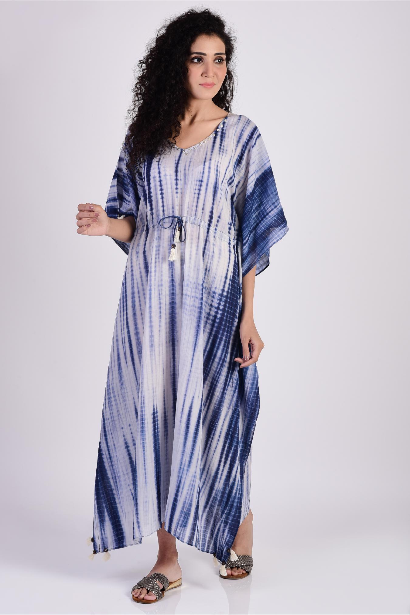 Indigo Blue Tie Dye Kaftan
