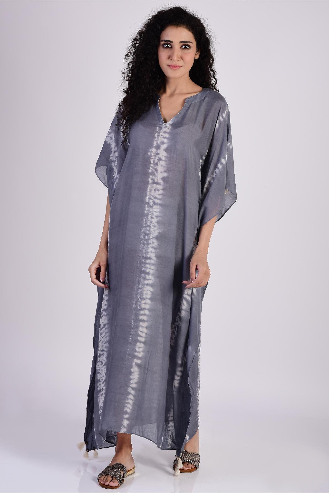 Grey Linear Shibori Kaftan