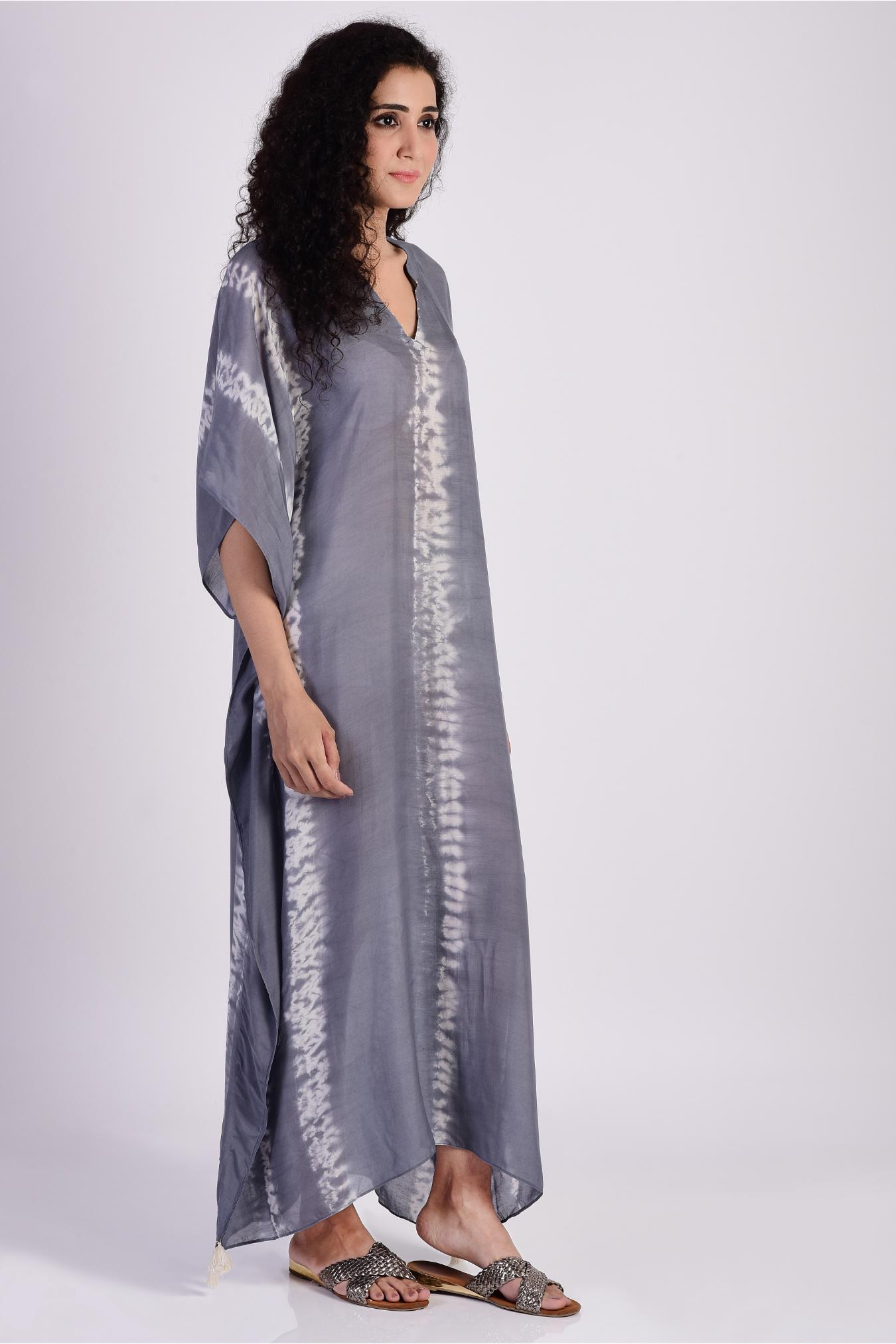 Grey Linear Shibori Kaftan