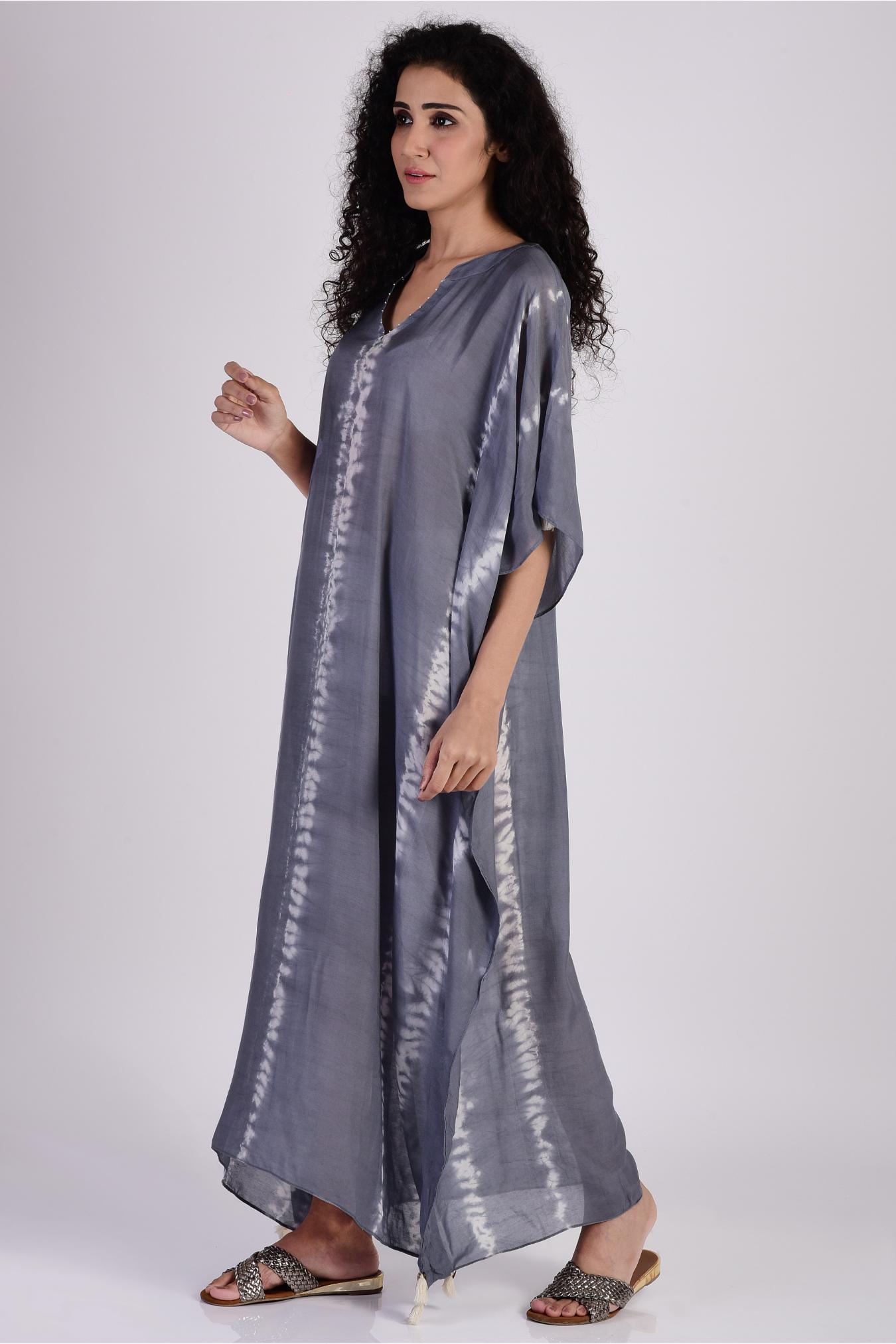 Grey Linear Shibori Kaftan