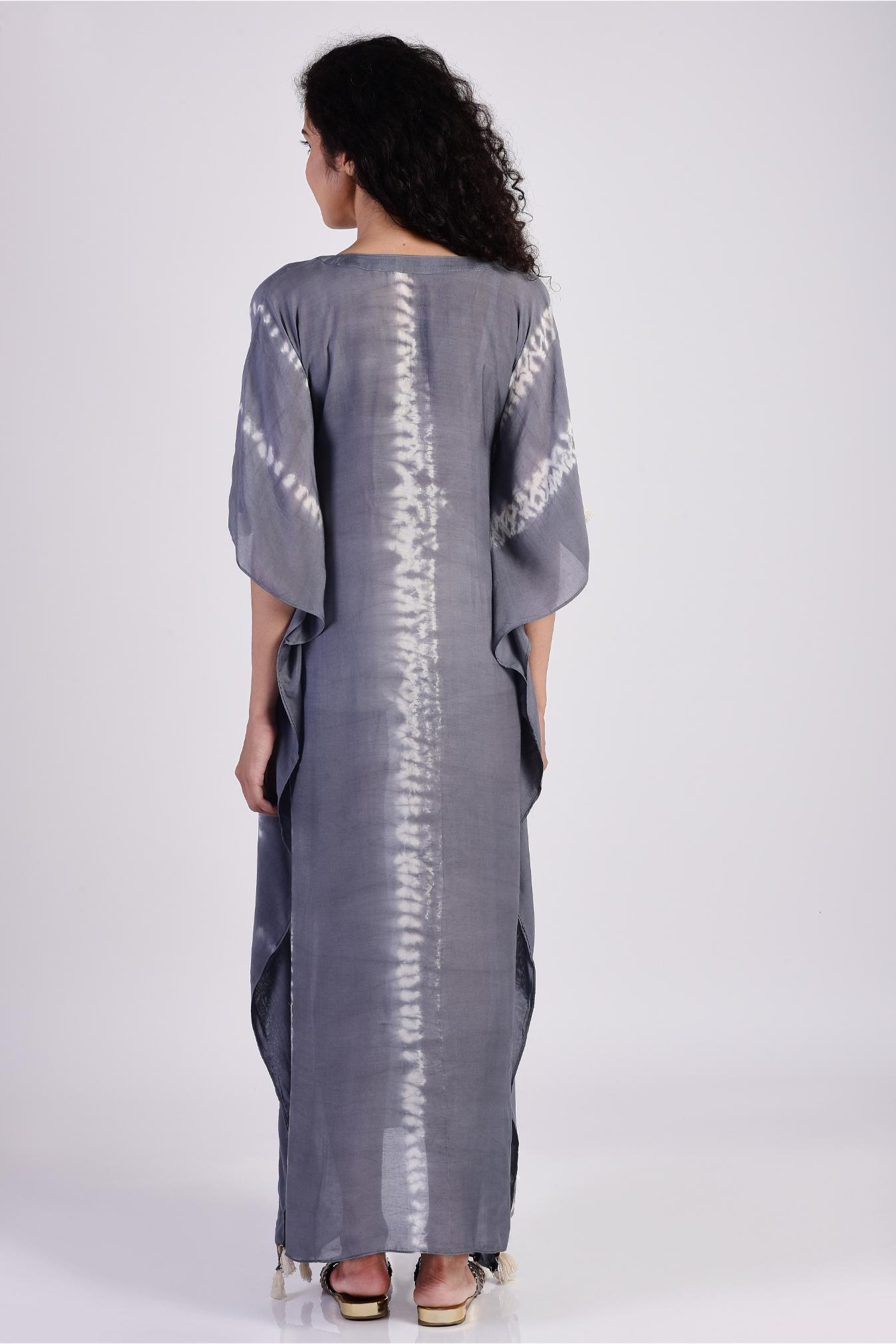 Grey Linear Shibori Kaftan