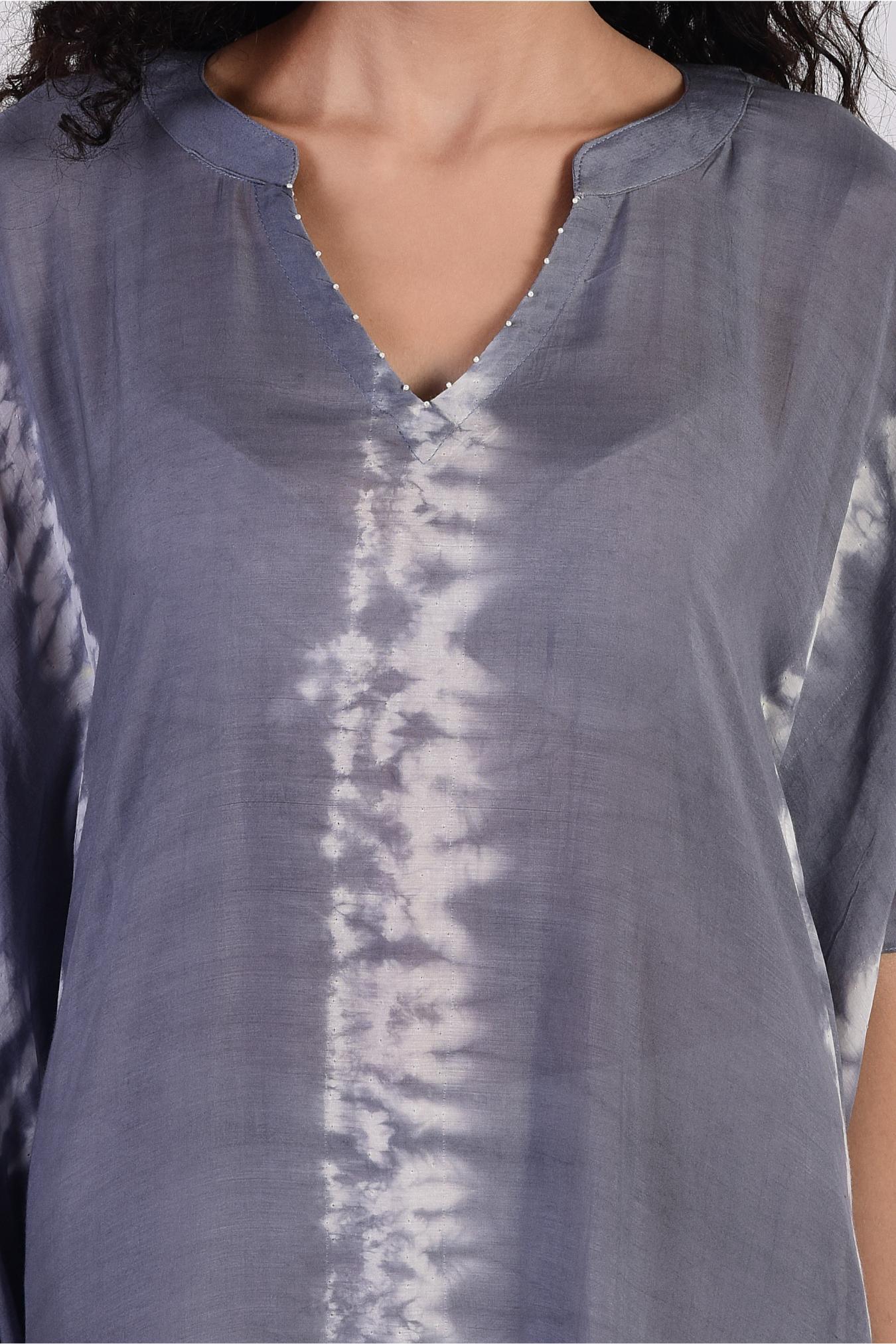 Grey Linear Shibori Kaftan