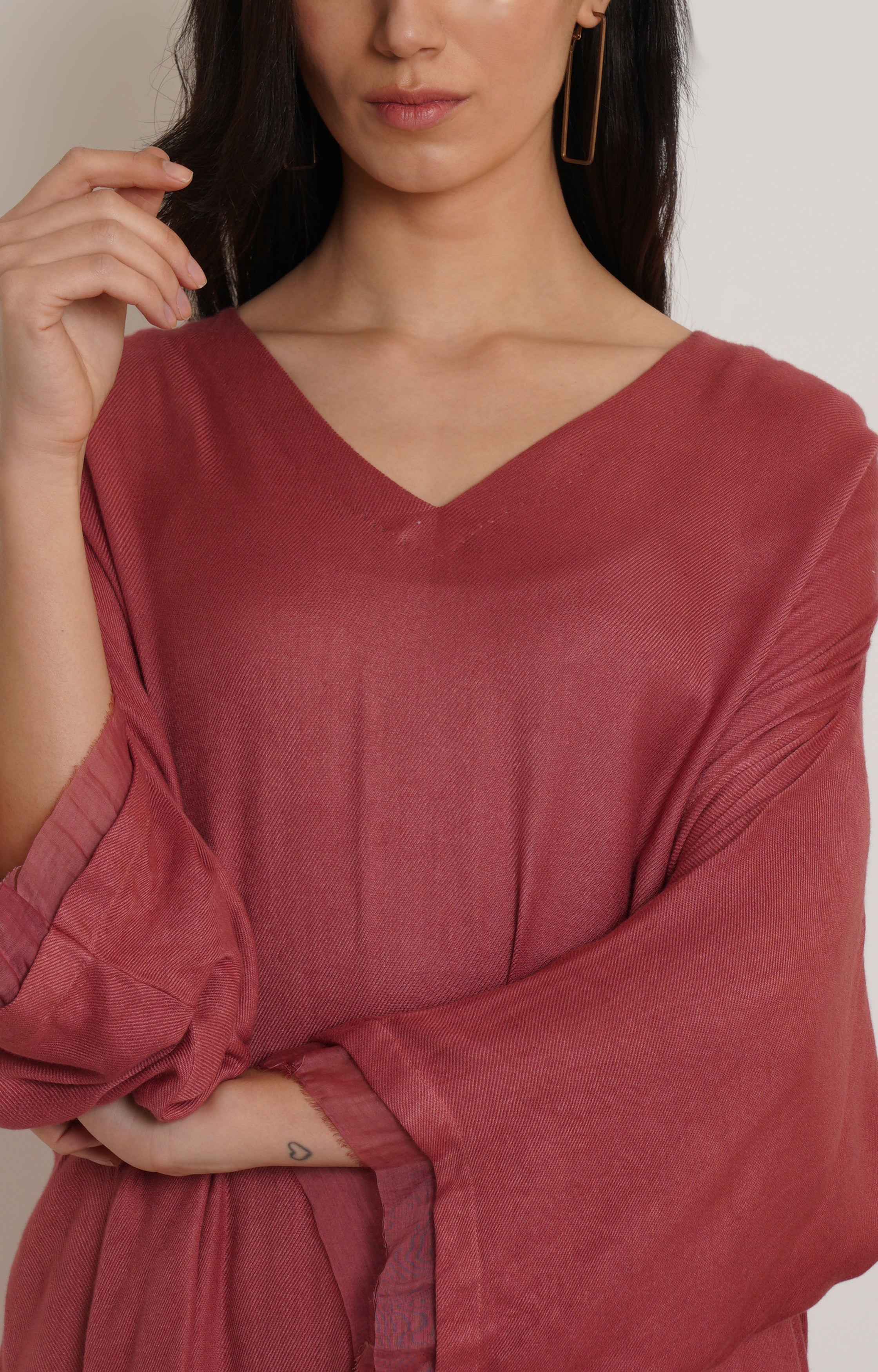 Red Ruffle Plain Kaftan Set Of 2