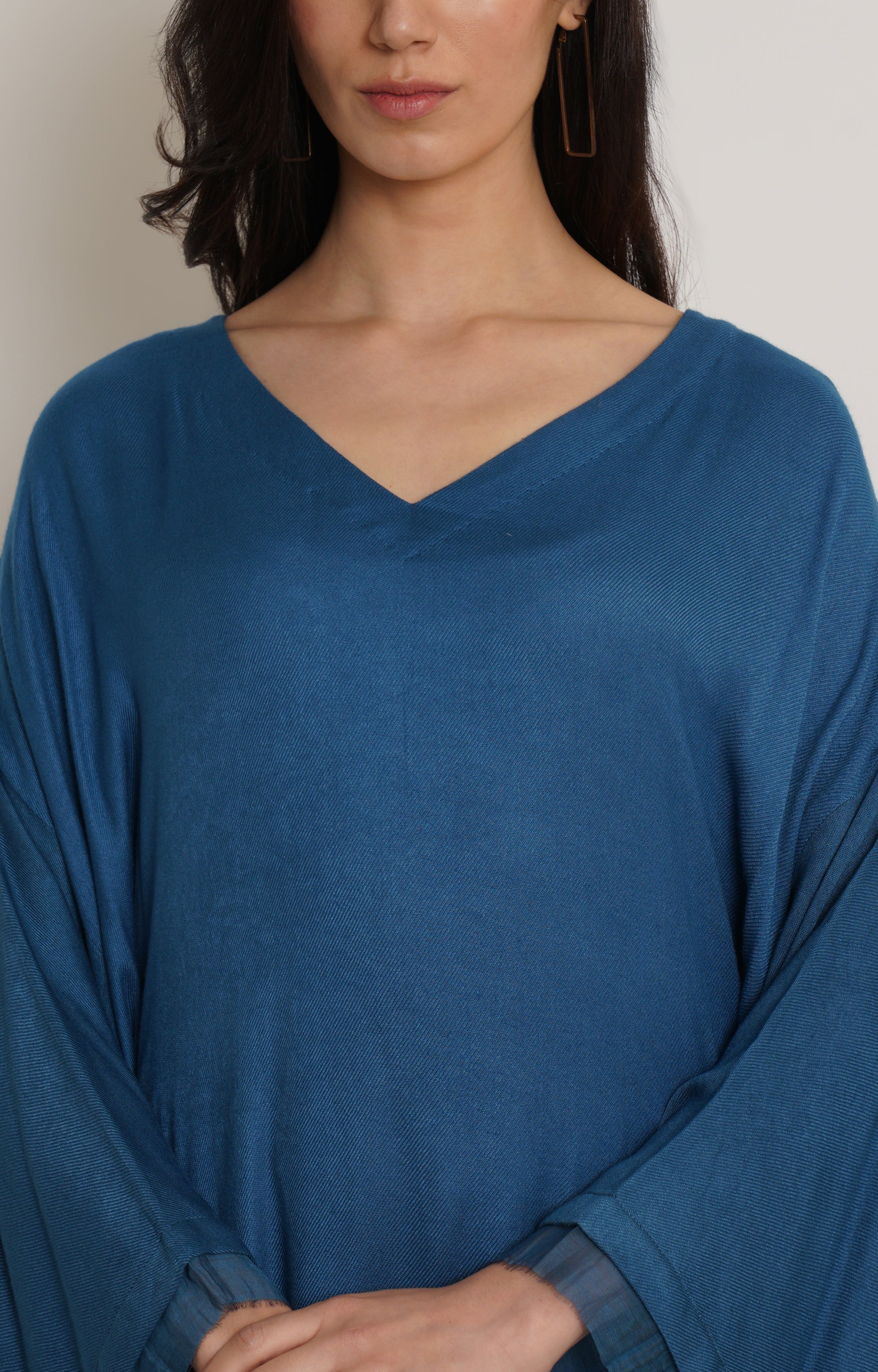 Blue Ruffle Plain Kaftan Set Of 2