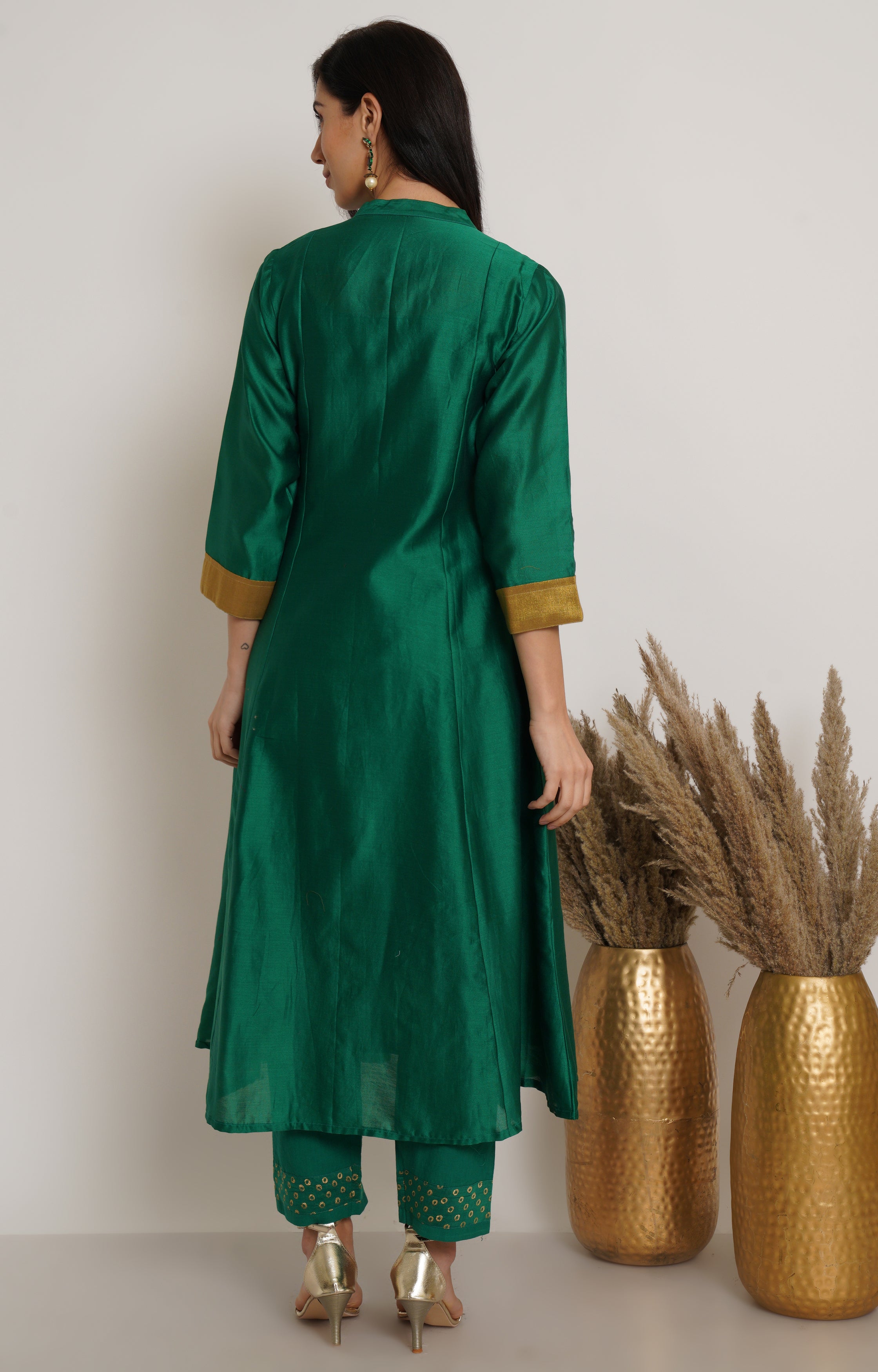 Green Chanderi Kurta Set of 2