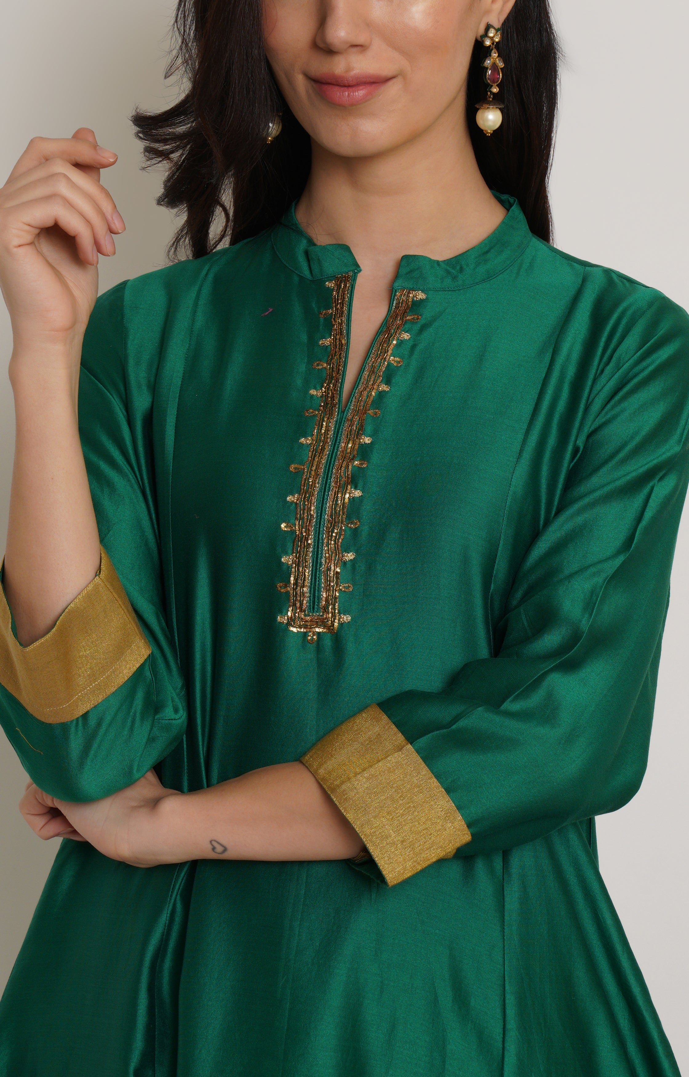 Green Chanderi Kurta Set of 2