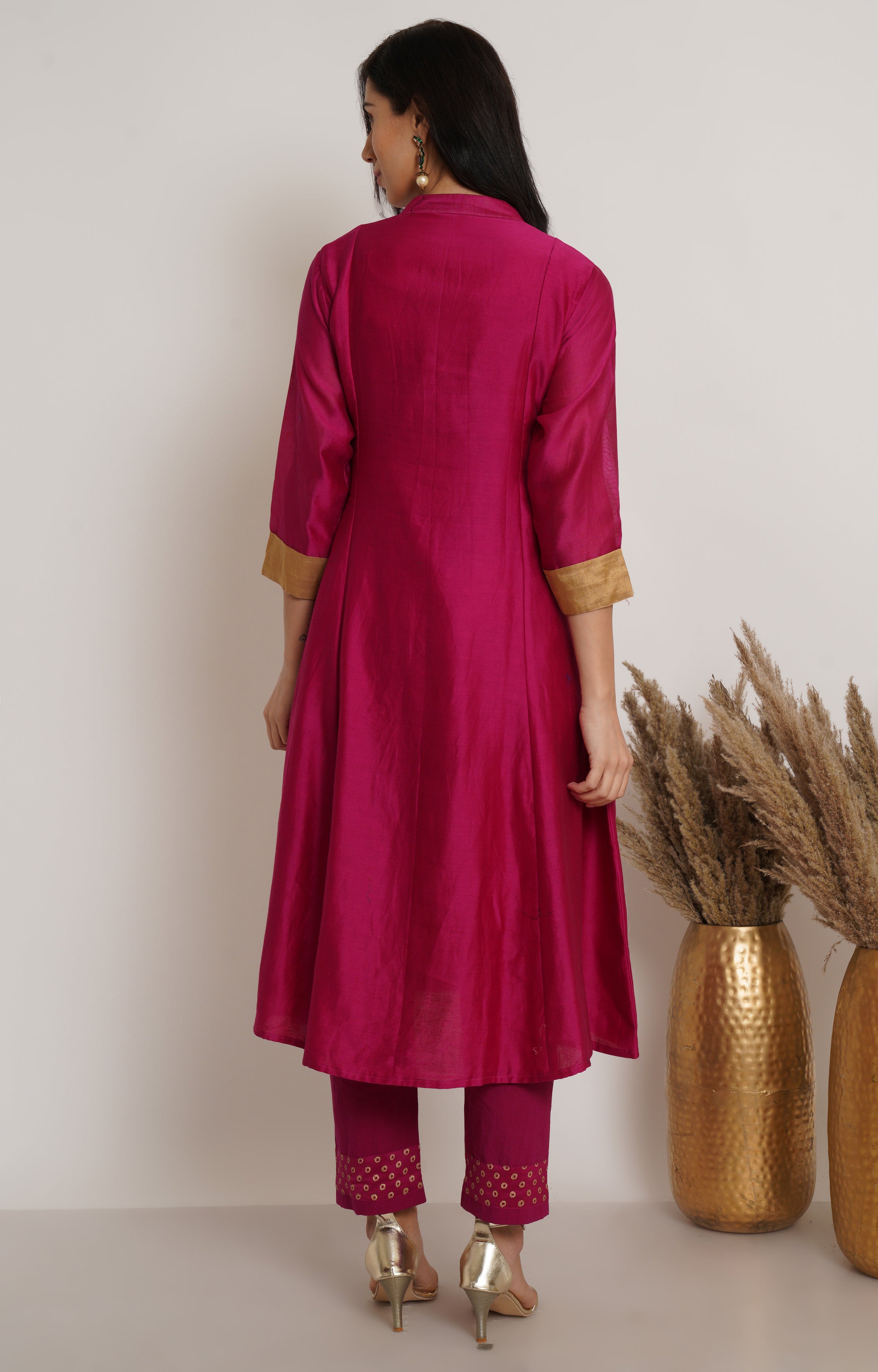 Pink Chanderi Kurta Set of 2
