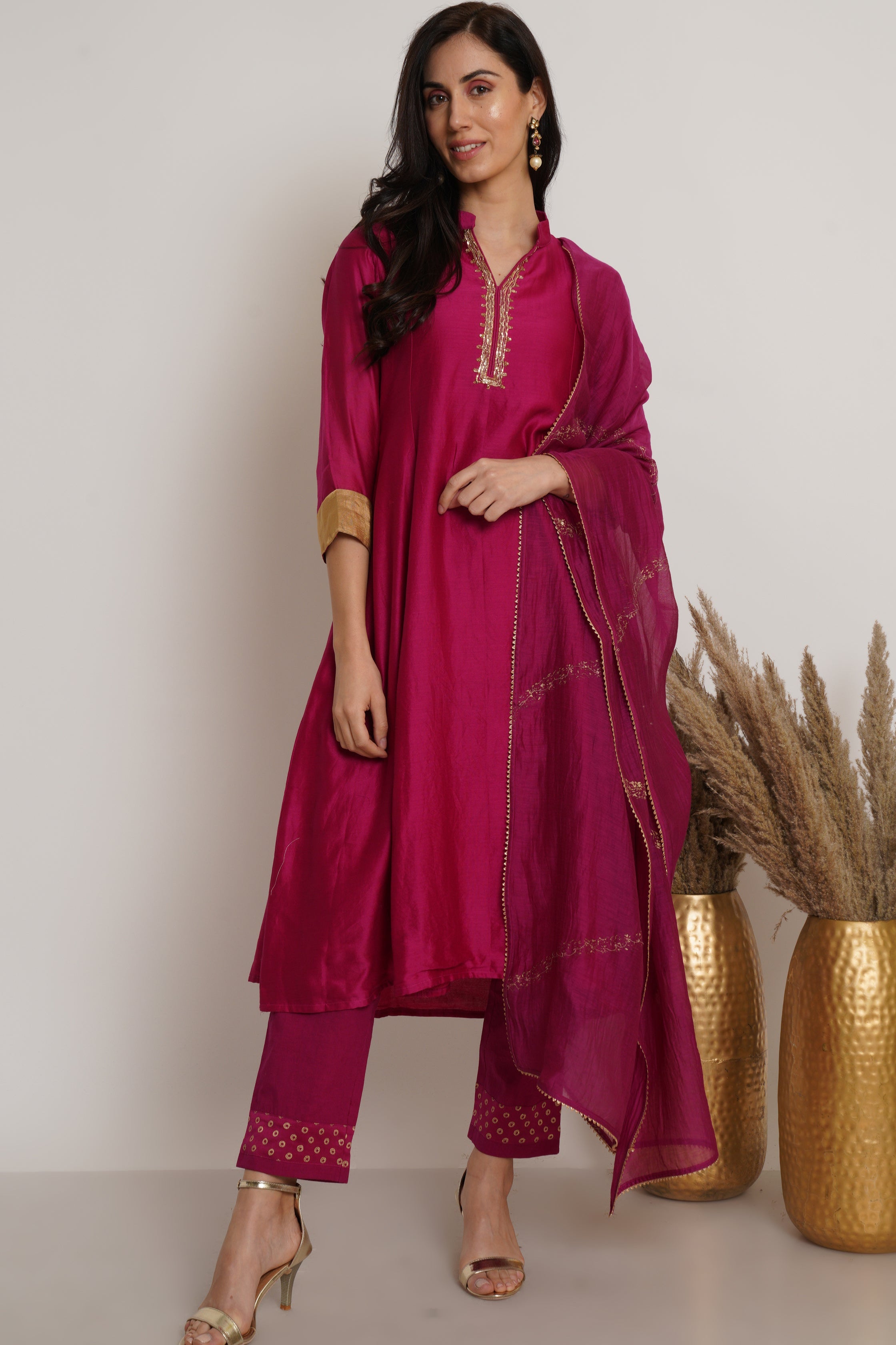 Pink Chanderi Dupatta