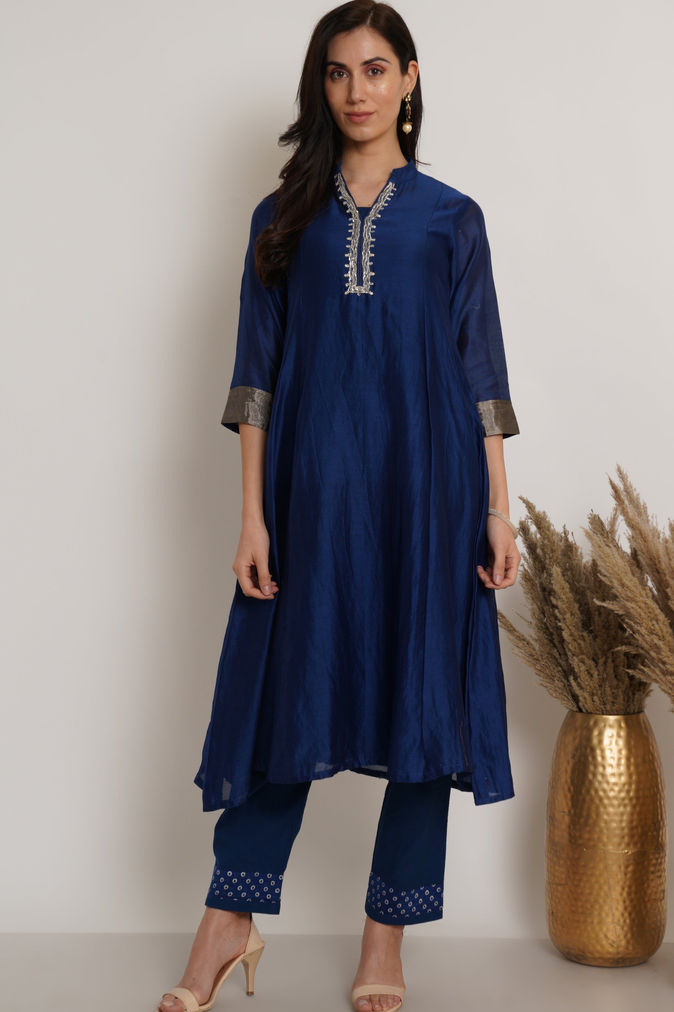 Blue Chanderi Kurta Set of 2