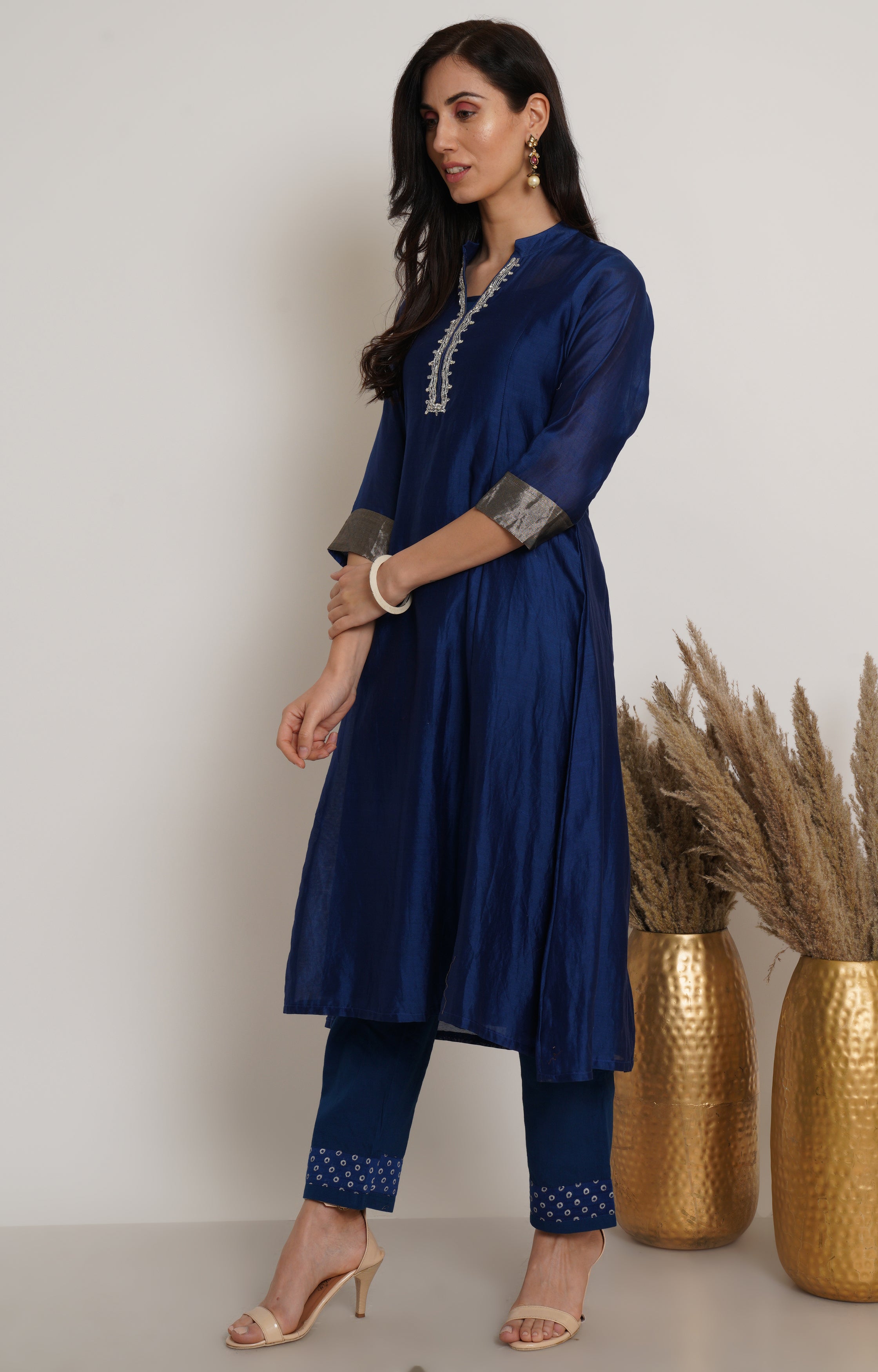 Blue Chanderi Kurta Set of 2