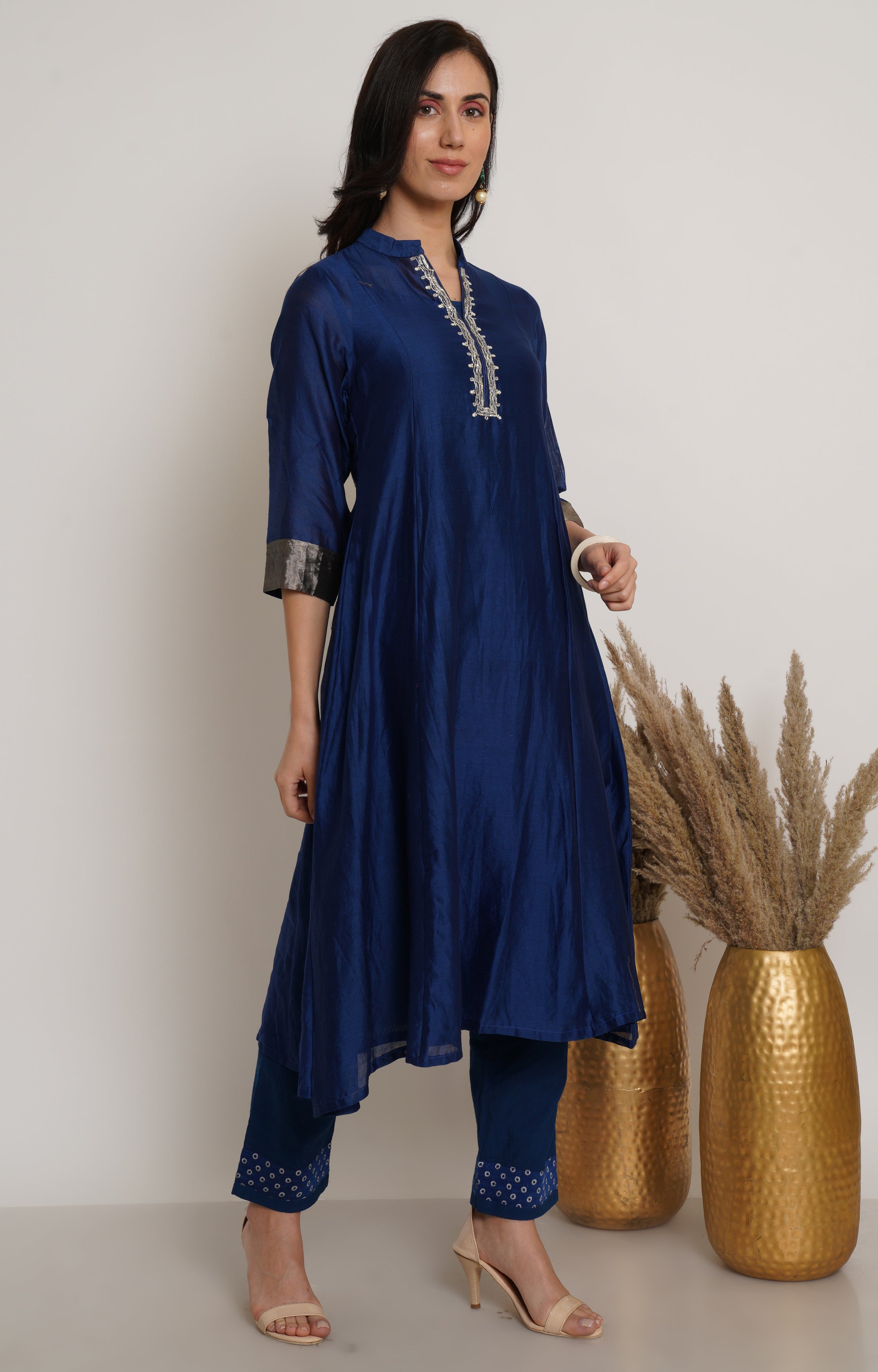 Blue Chanderi Kurta Set of 2