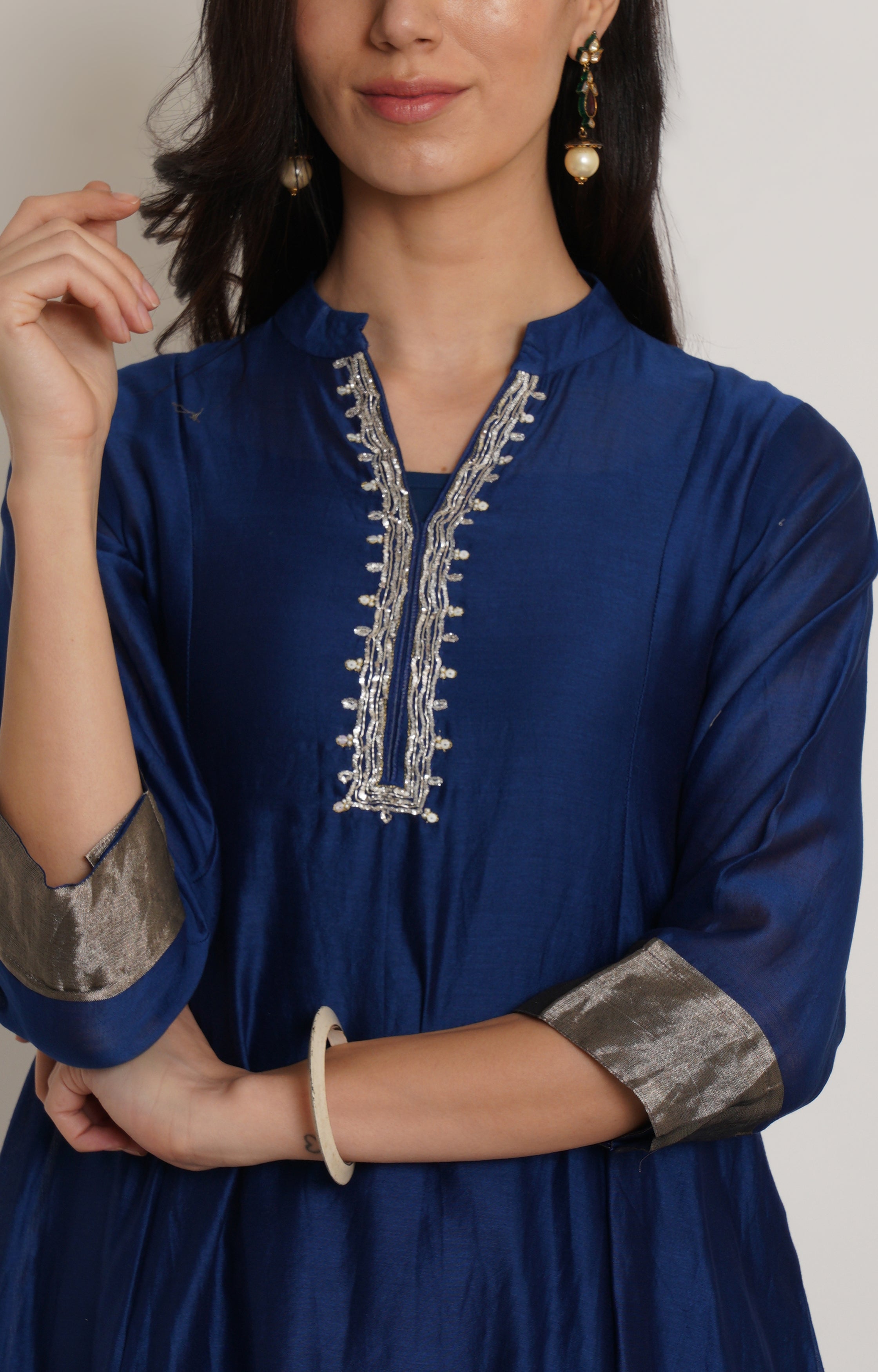 Blue Chanderi Kurta Set of 2