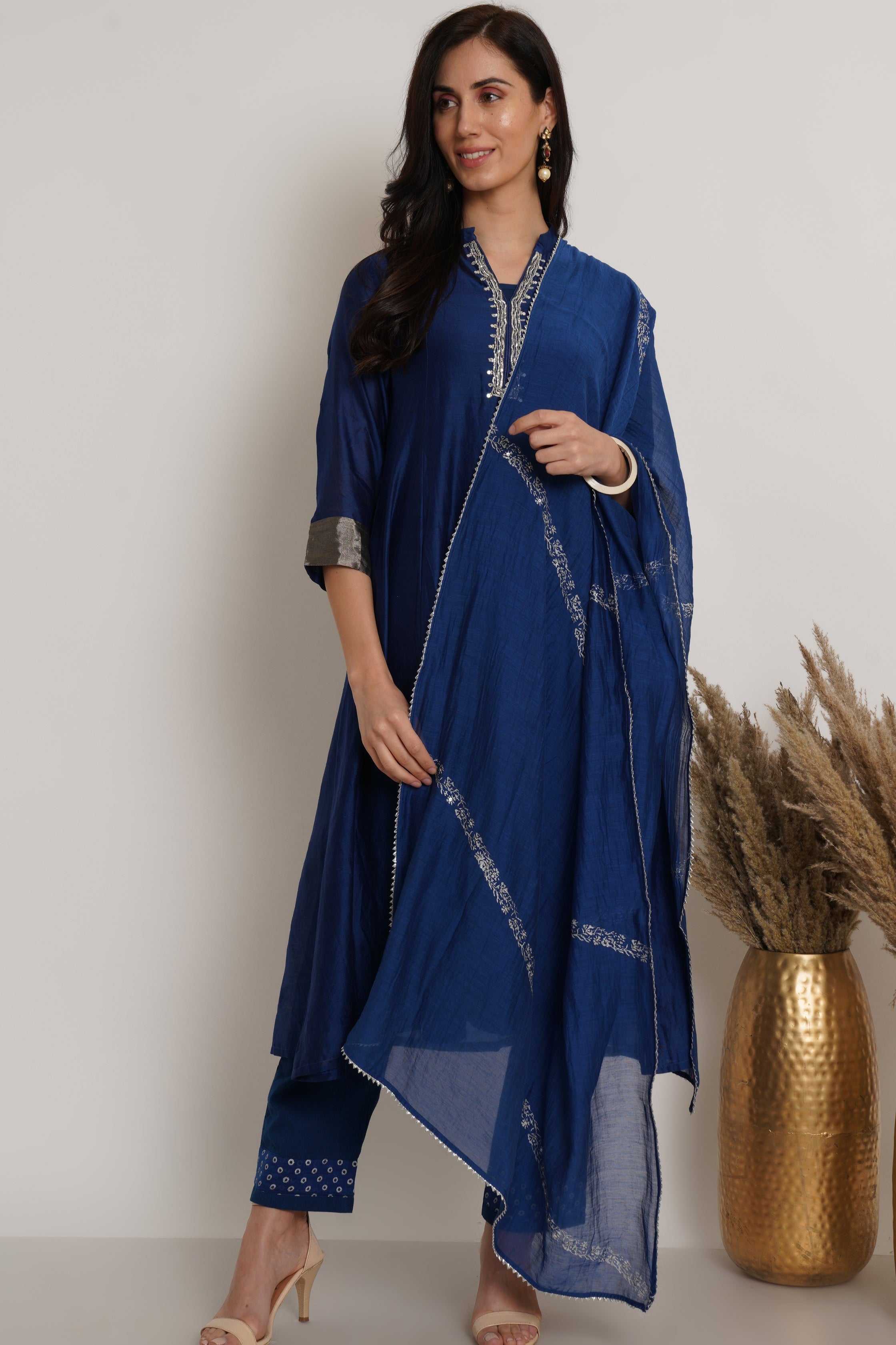 Blue Chanderi Dupatta