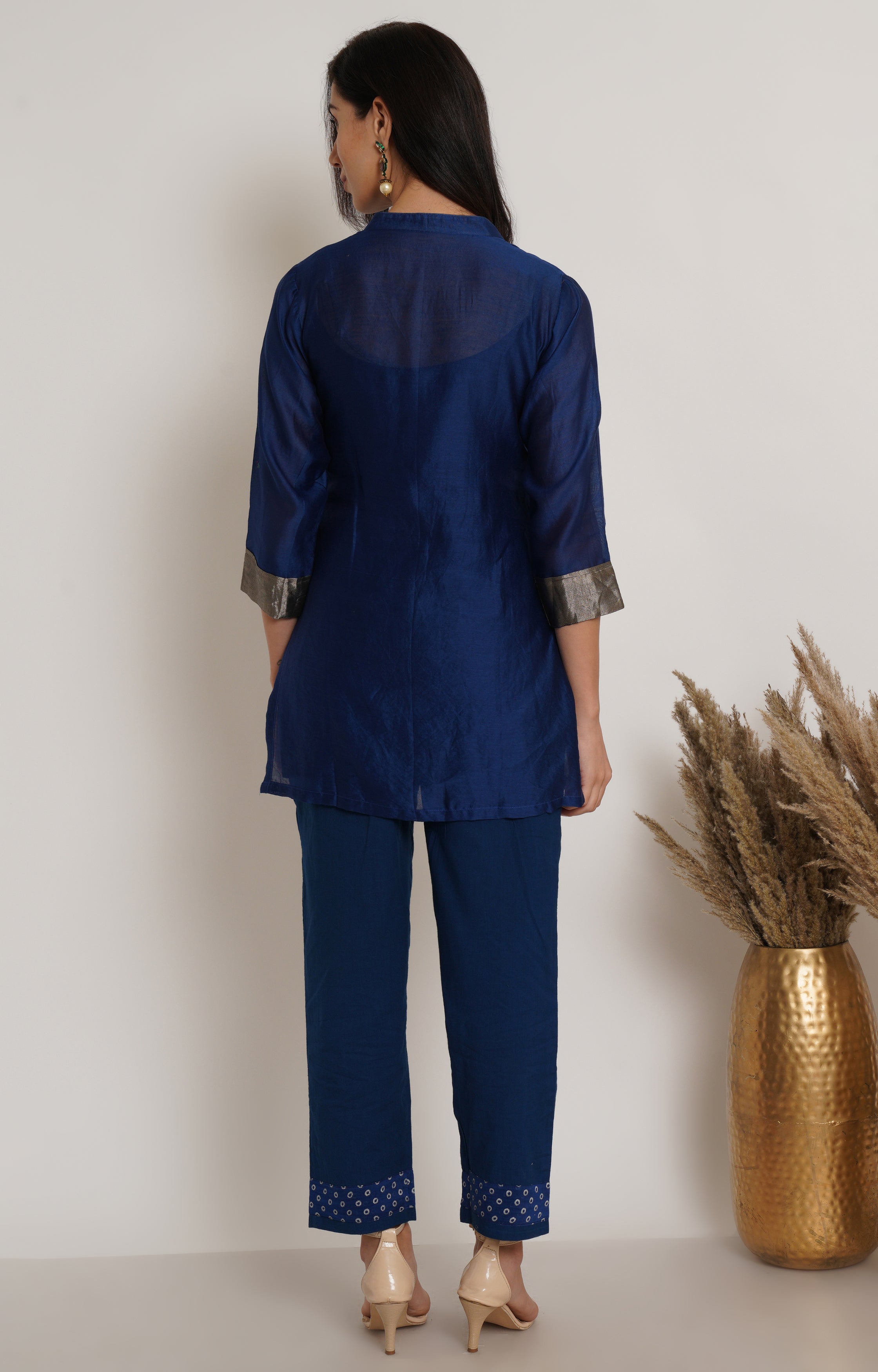 Blue Chanderi Tunic Set Of 2