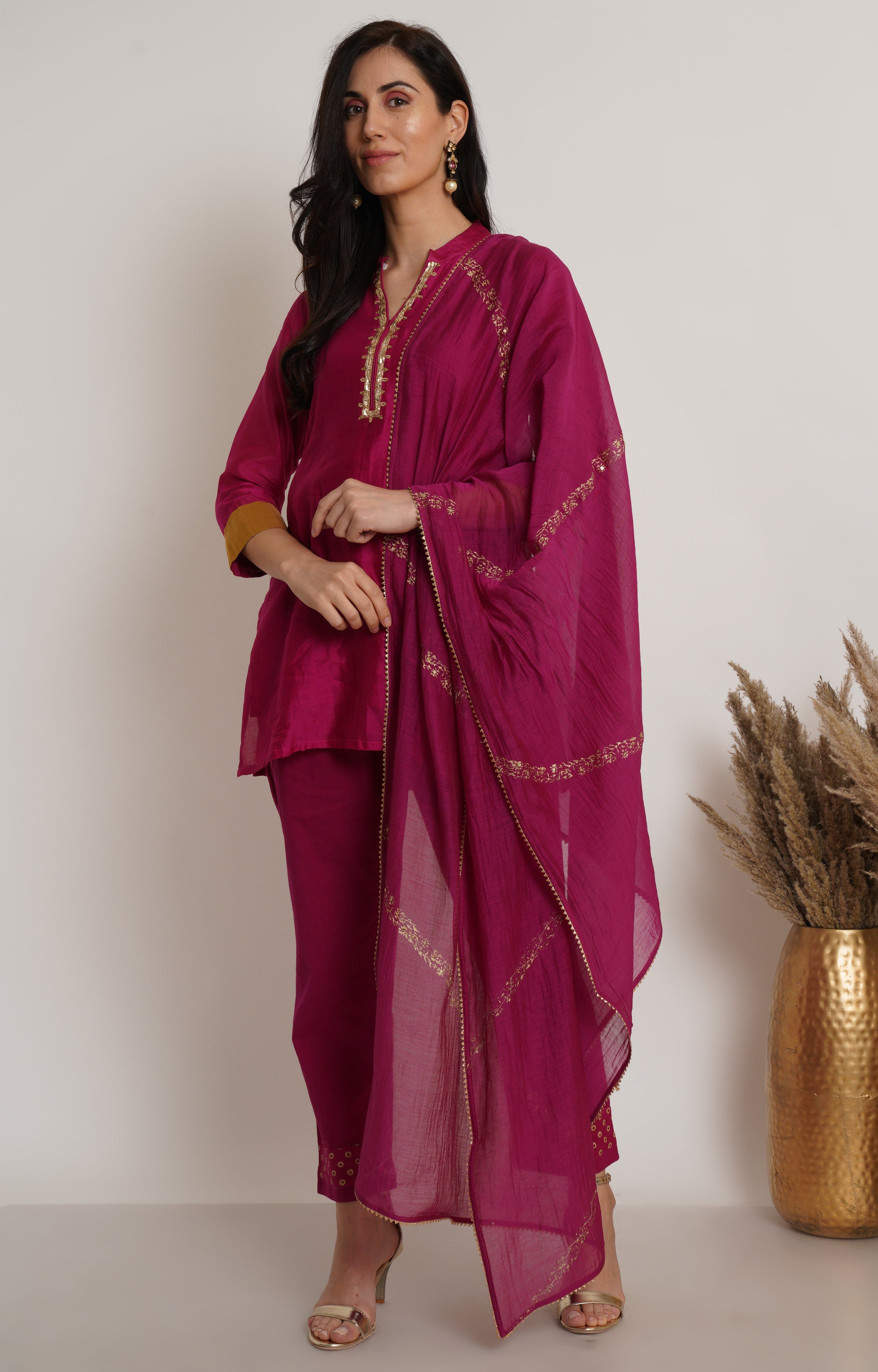 Pink Chanderi Dupatta