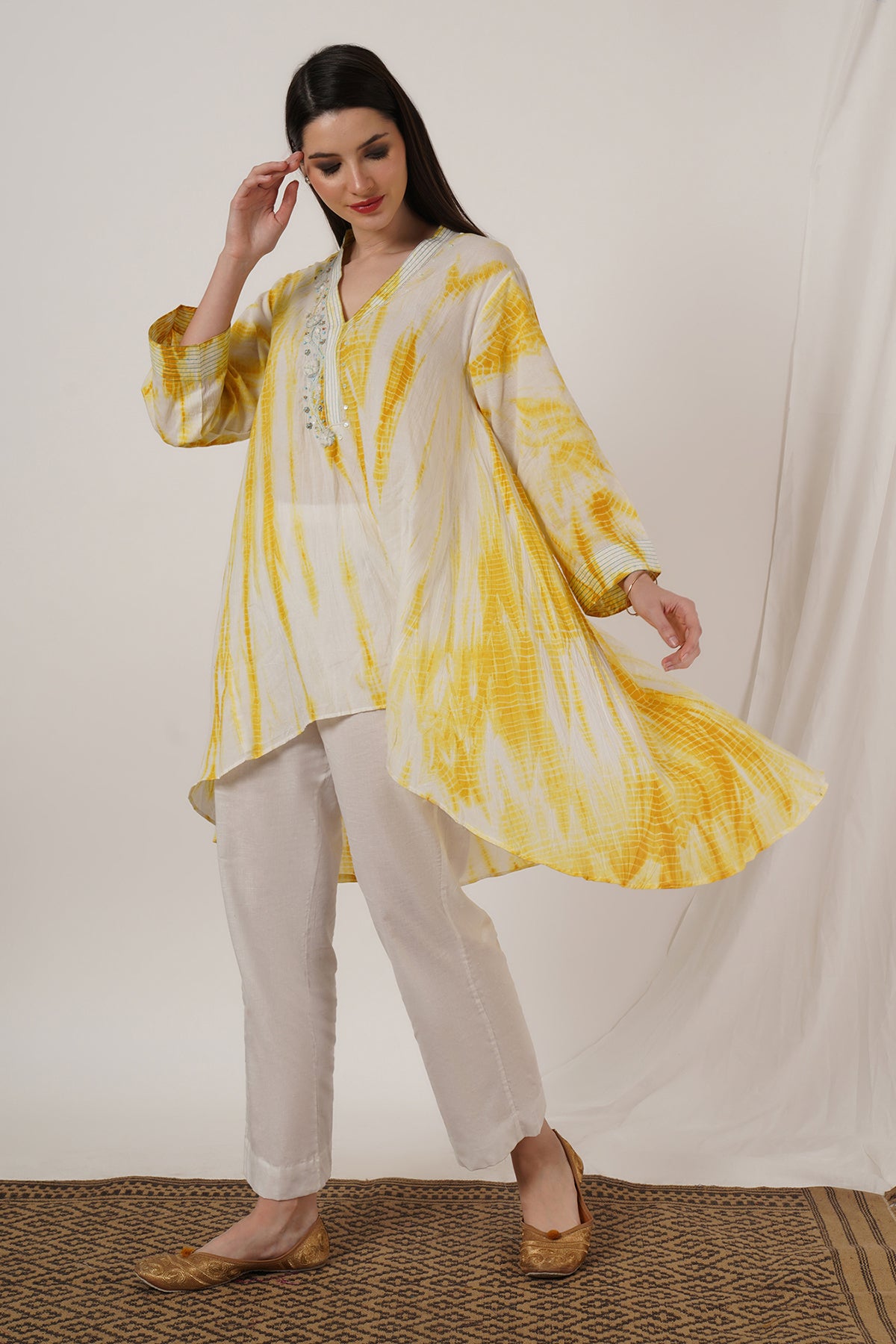 Mustard Yellow Tie Dye Tunic set of 2
