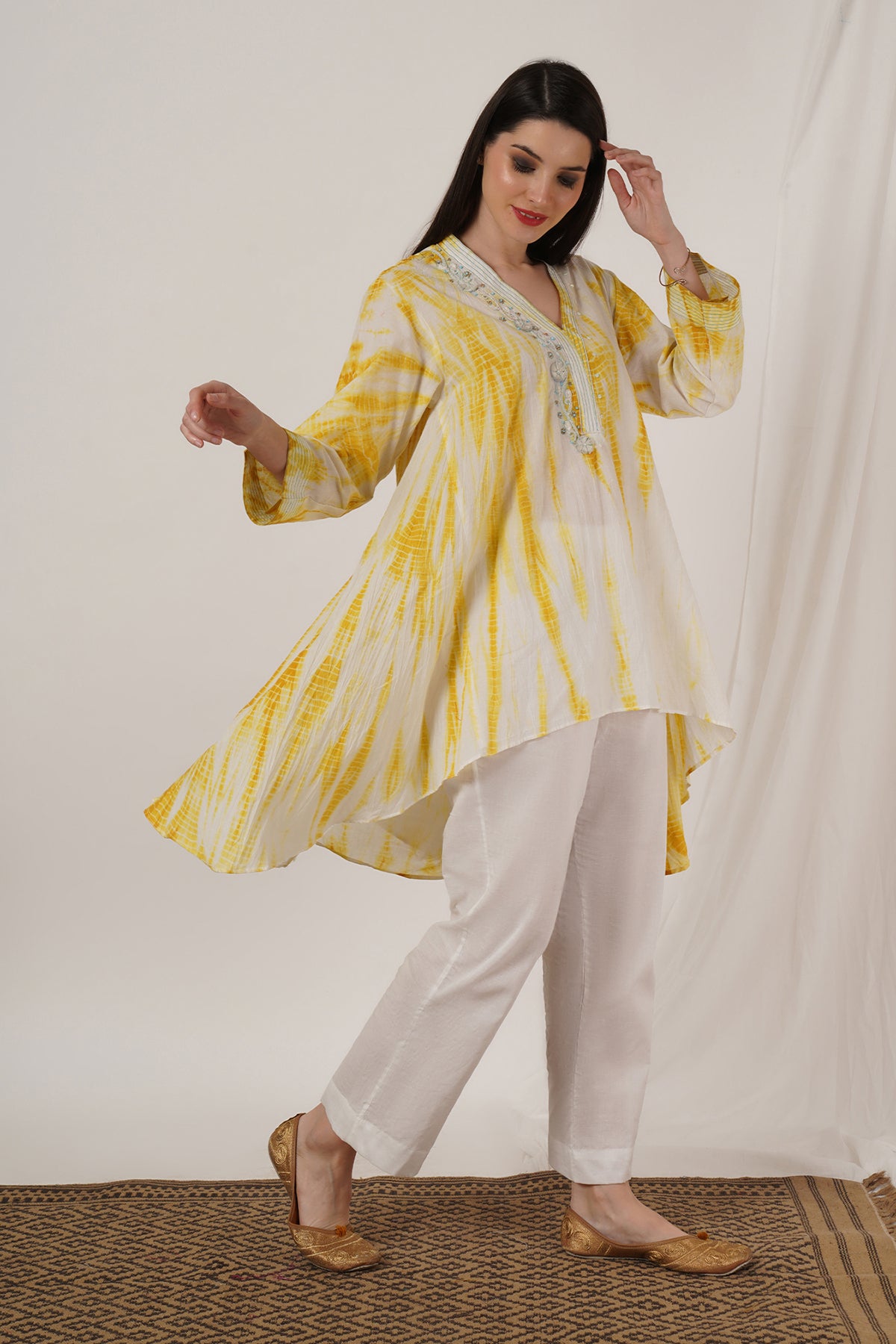 Mustard Yellow Tie Dye Tunic set of 2