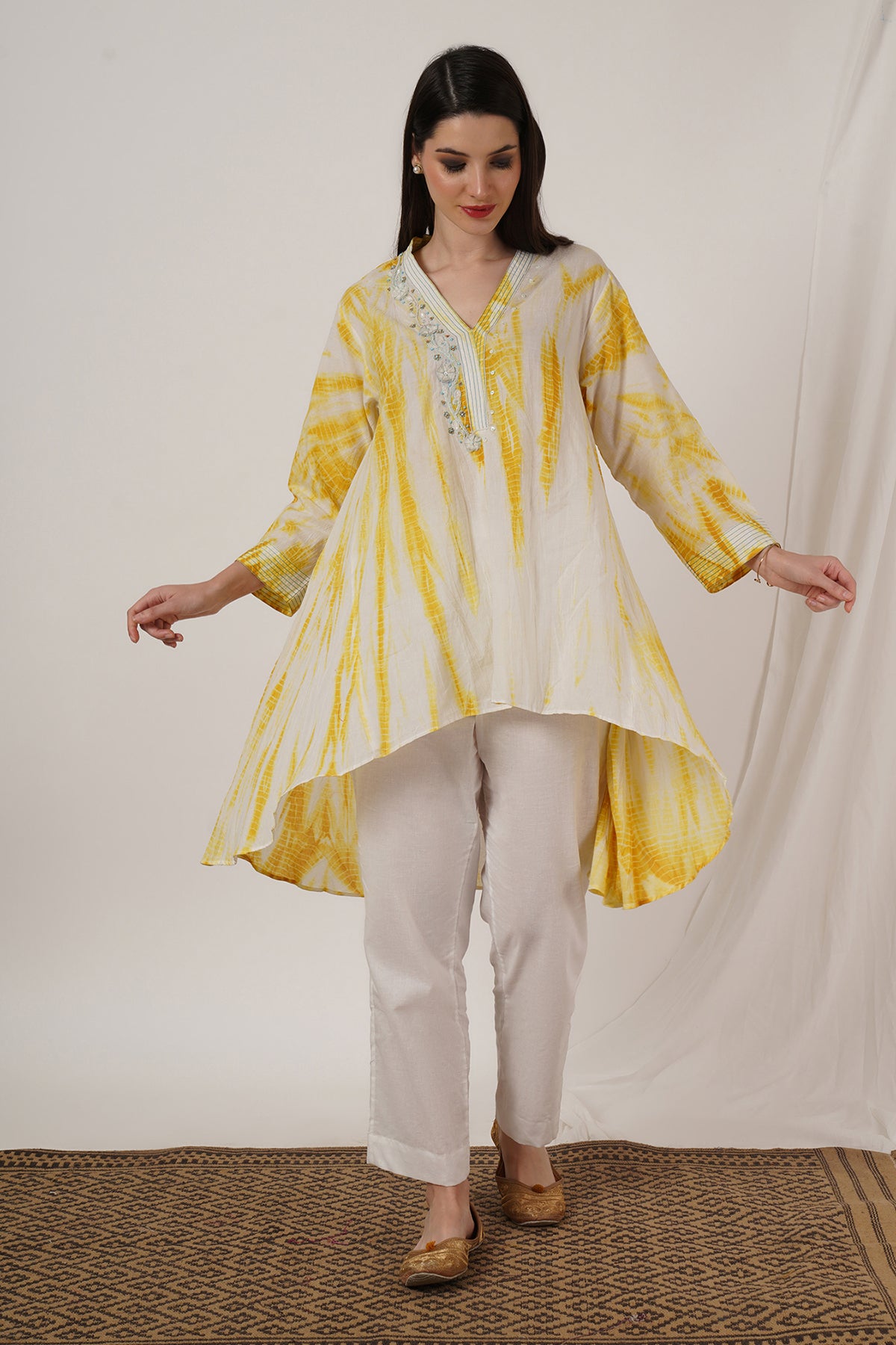 Mustard Yellow Tie Dye Tunic set of 2