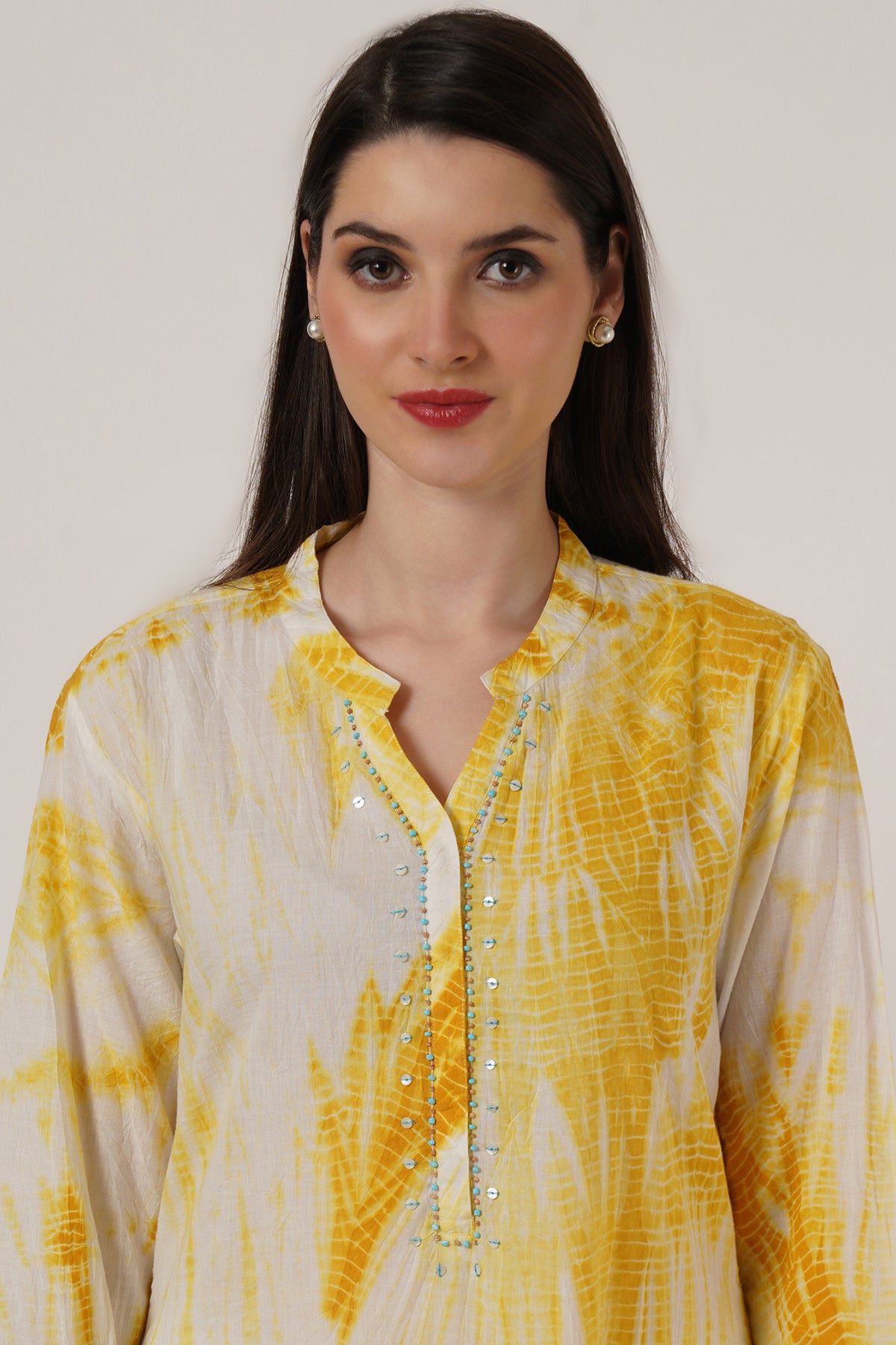Mustard Yellow Tie Dye Kurta set of 2