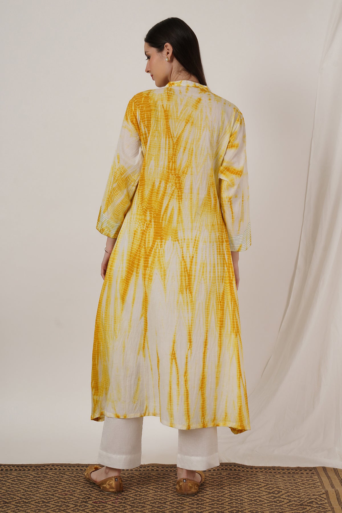 Mustard Yellow Tie Dye Kurta set of 2