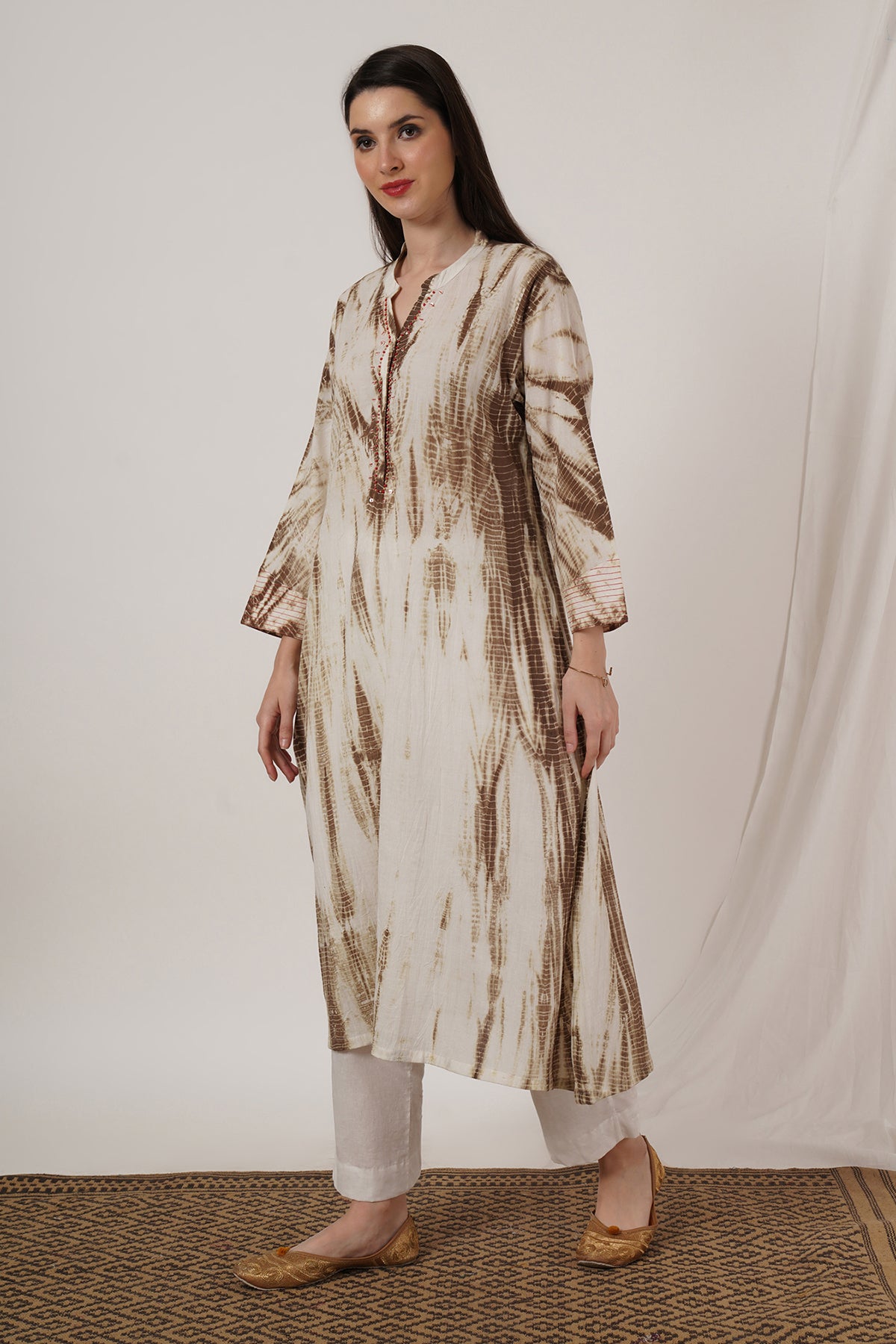 Brown Tie Dye Kurta set of 2