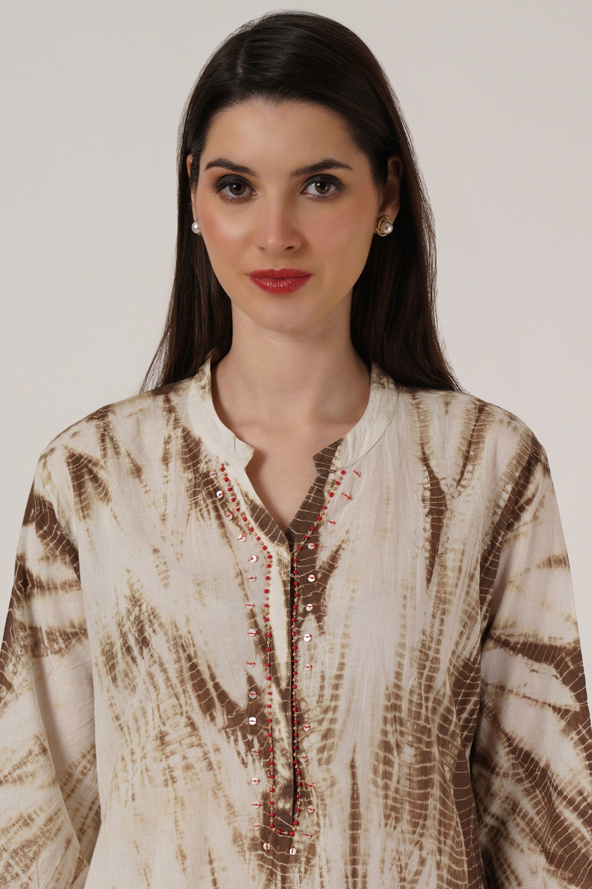 Brown Tie Dye Kurta set of 2