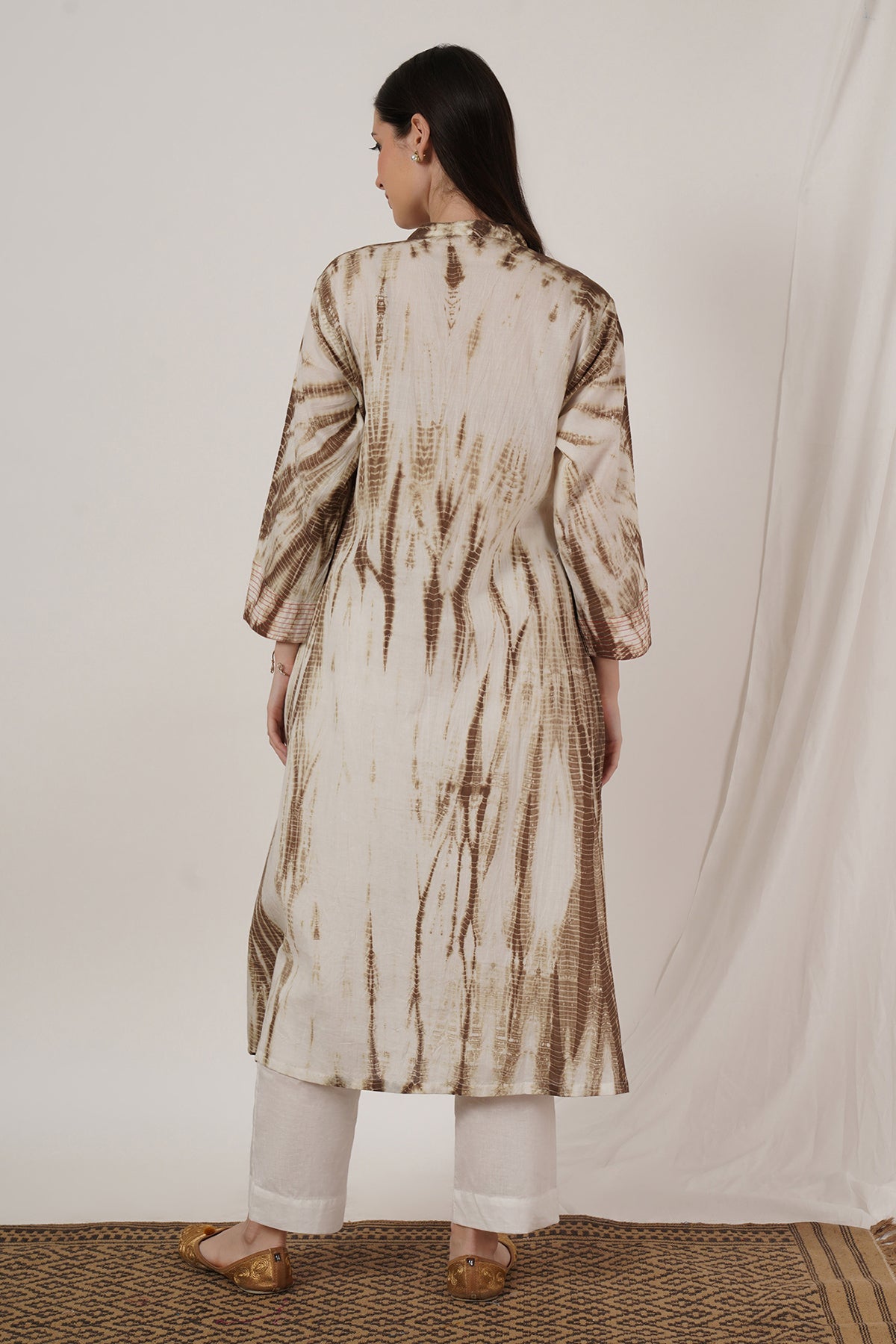 Brown Tie Dye Kurta set of 2